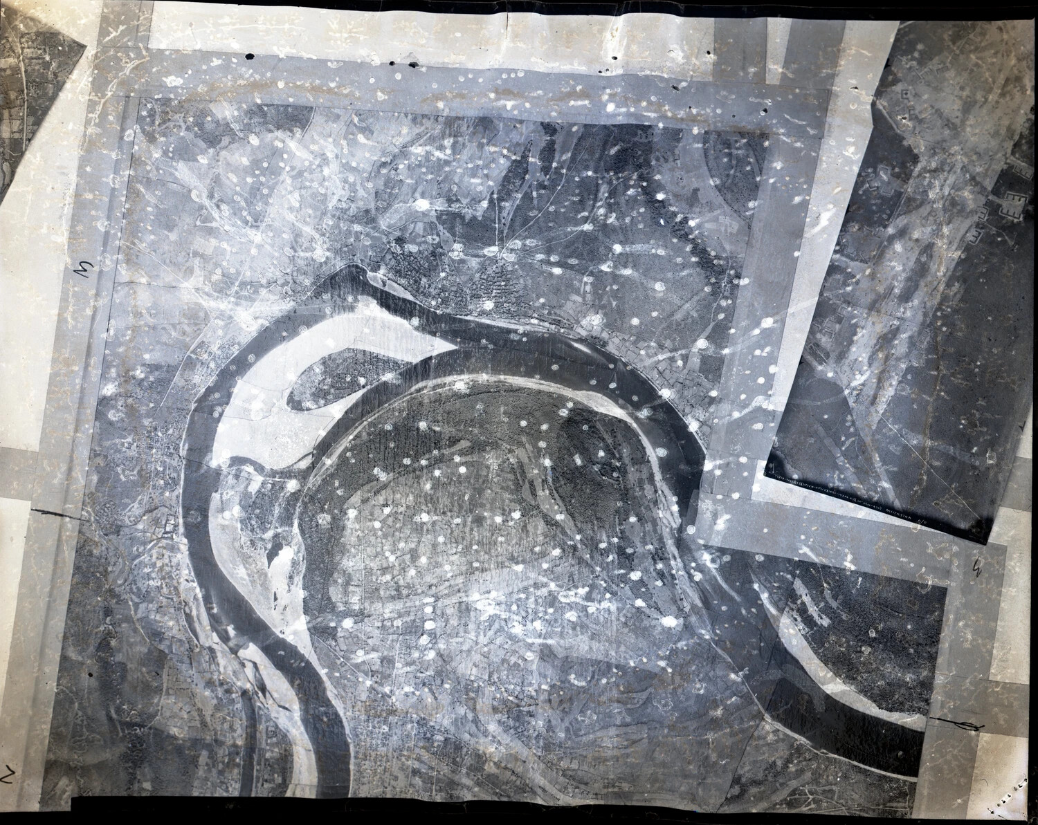 Captured Japanese Aerial Reconnaissance Photograph of River Meander, China-Burma Theater, WWII