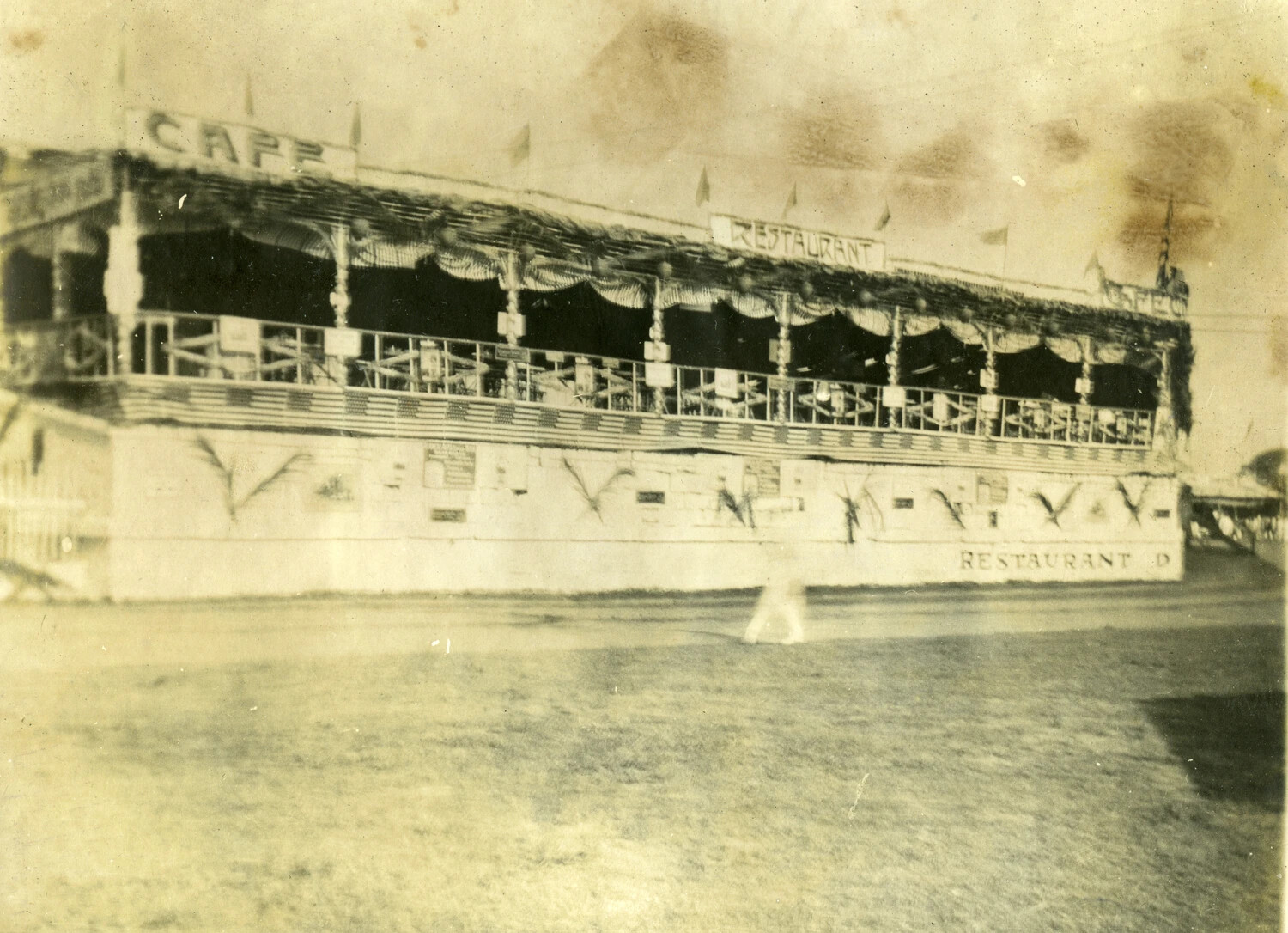 Café and Restaurant Building with Decorative Bunting, Carl Stone Philippines Album, Early 1900s