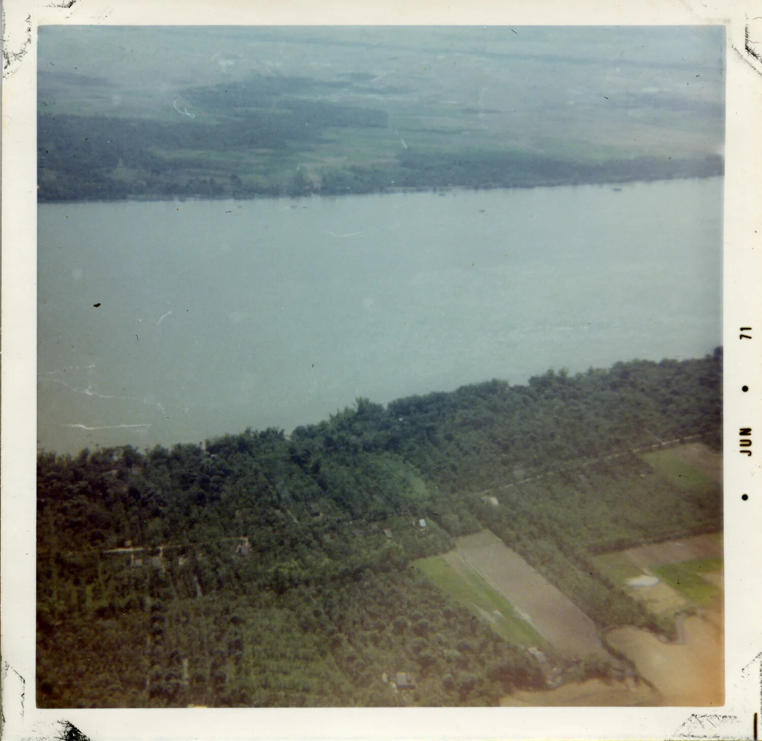 Aerial View of River/Estuary and Coastal Terrain, South Vietnam, June 1971