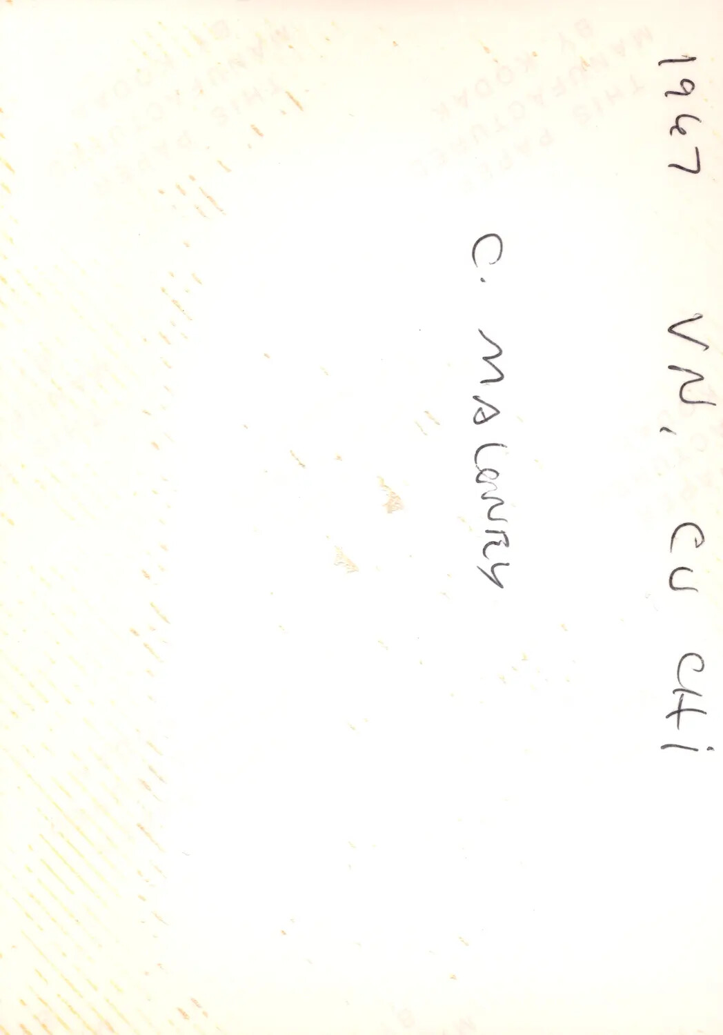 Photograph Verso with Handwritten Caption, Cu Chi, Vietnam, 1967