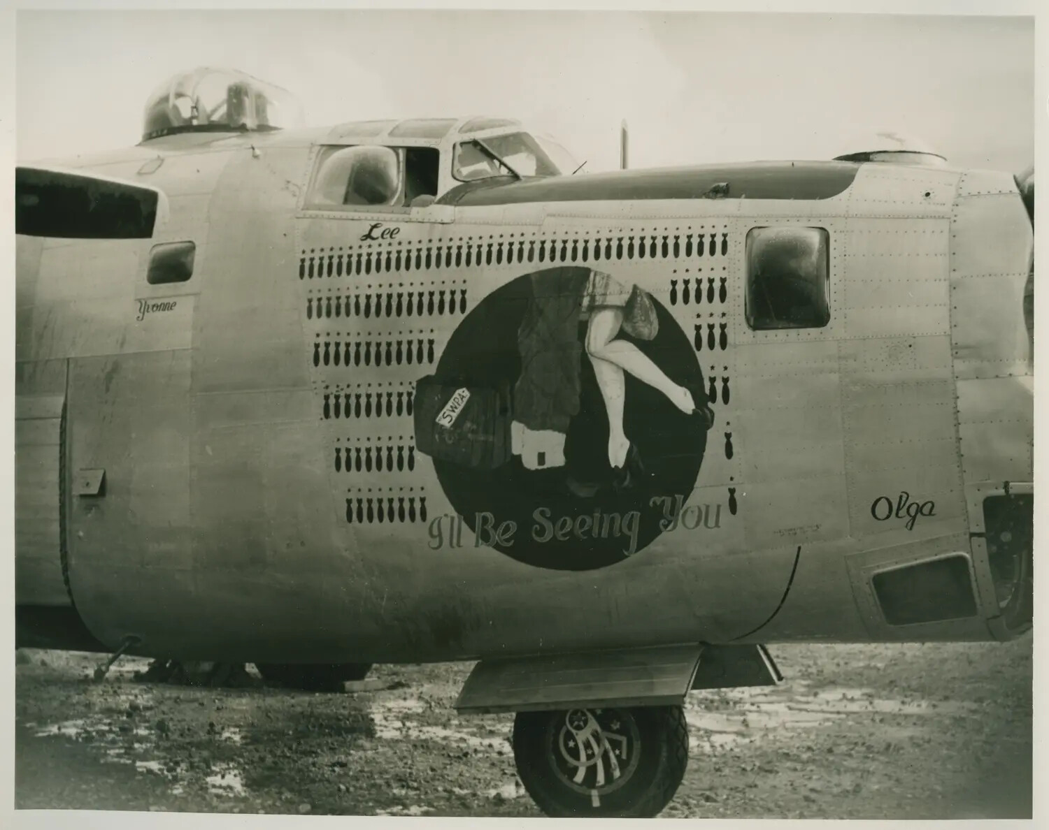 Nose Art 'I'll Be Seeing You' on North American B-25 Mitchell Bomber, Southwest Pacific Area, World War II