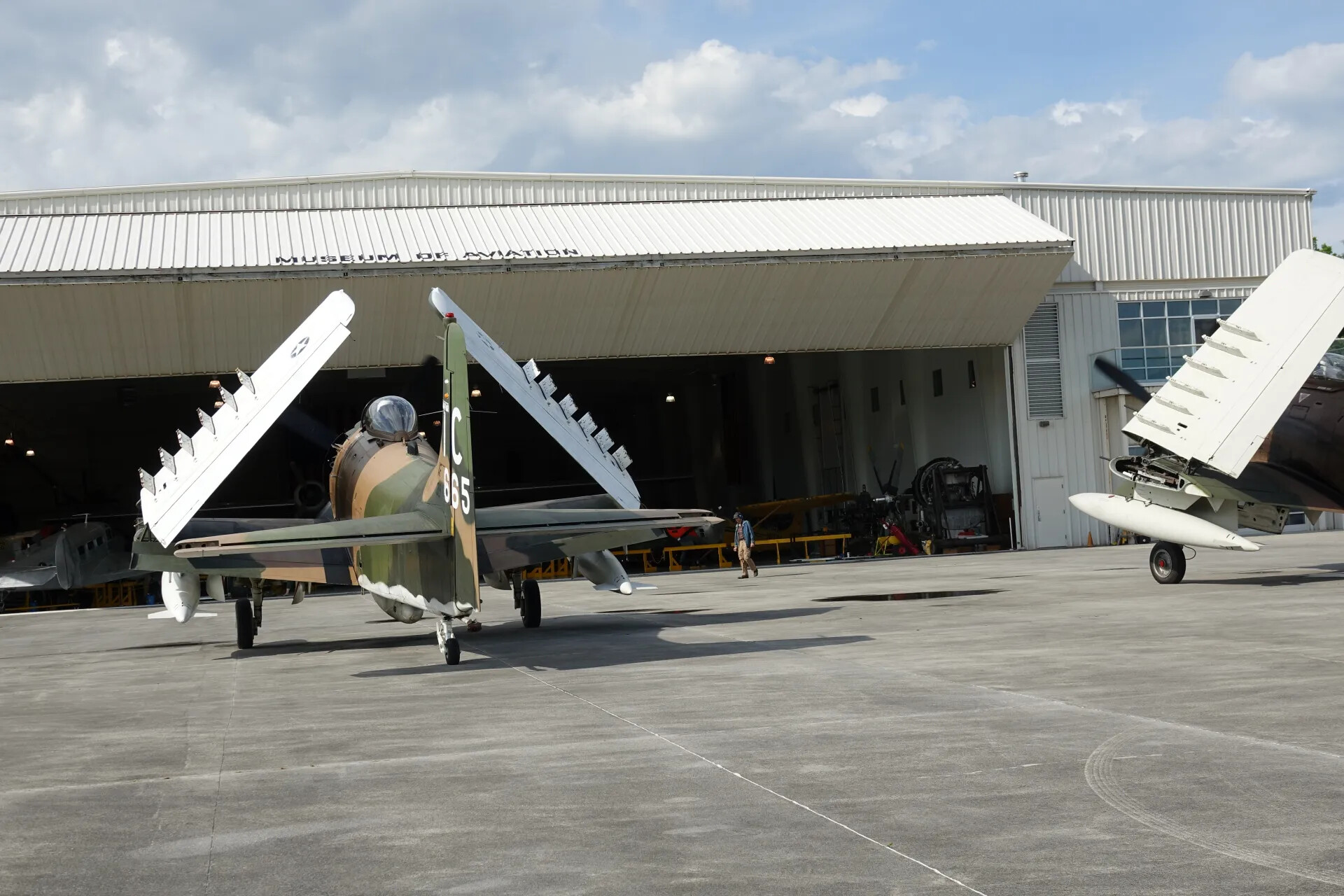 Douglas A-1 Skyraiders with Folded Wings, Museum of Aviation Ramp Event