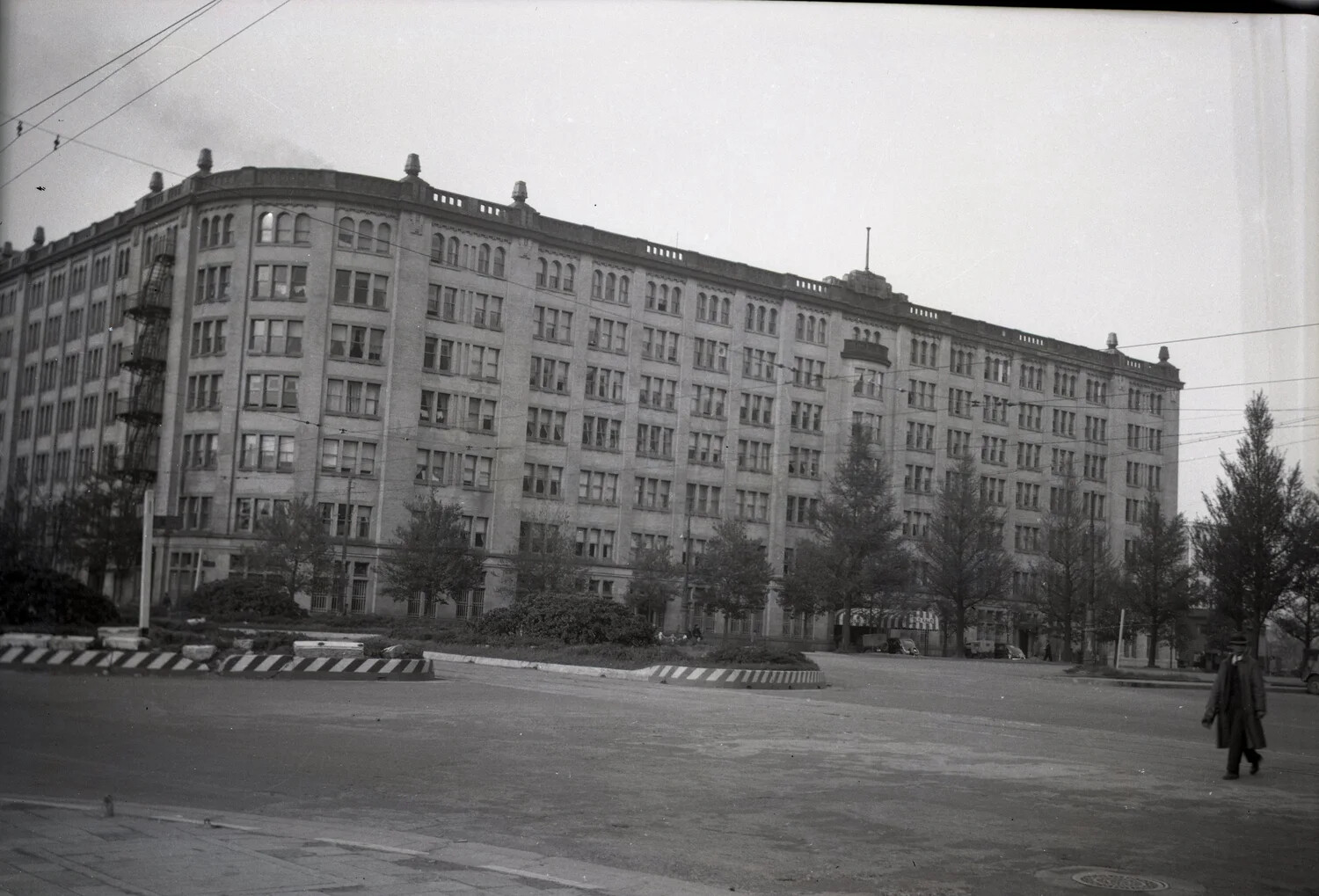 Large Institutional Building Exterior, Likely Occupied Japan, circa 1945-1946