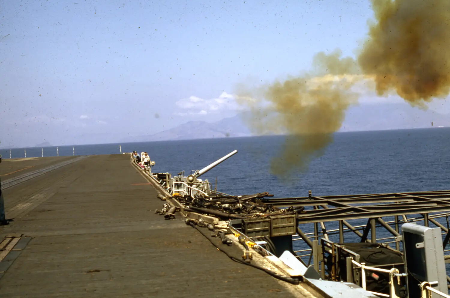 5-Inch Gun Mount Firing Aboard USS Ticonderoga