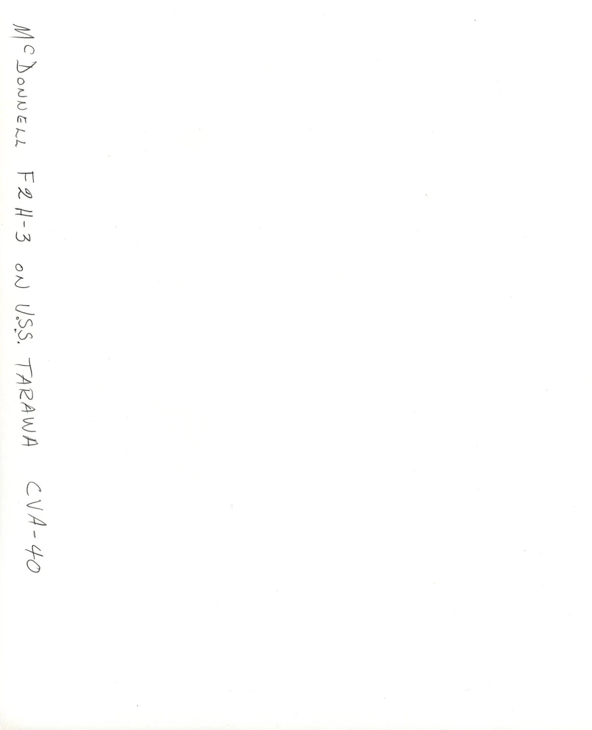 Handwritten Caption Verso: McDonnell F2H-3 Banshee on USS Tarawa (CVA-40)