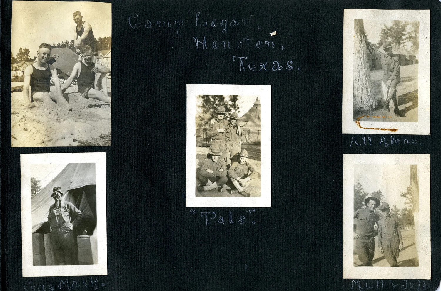 WWI Soldier's Scrapbook Page: Camp Logan, Houston, Texas