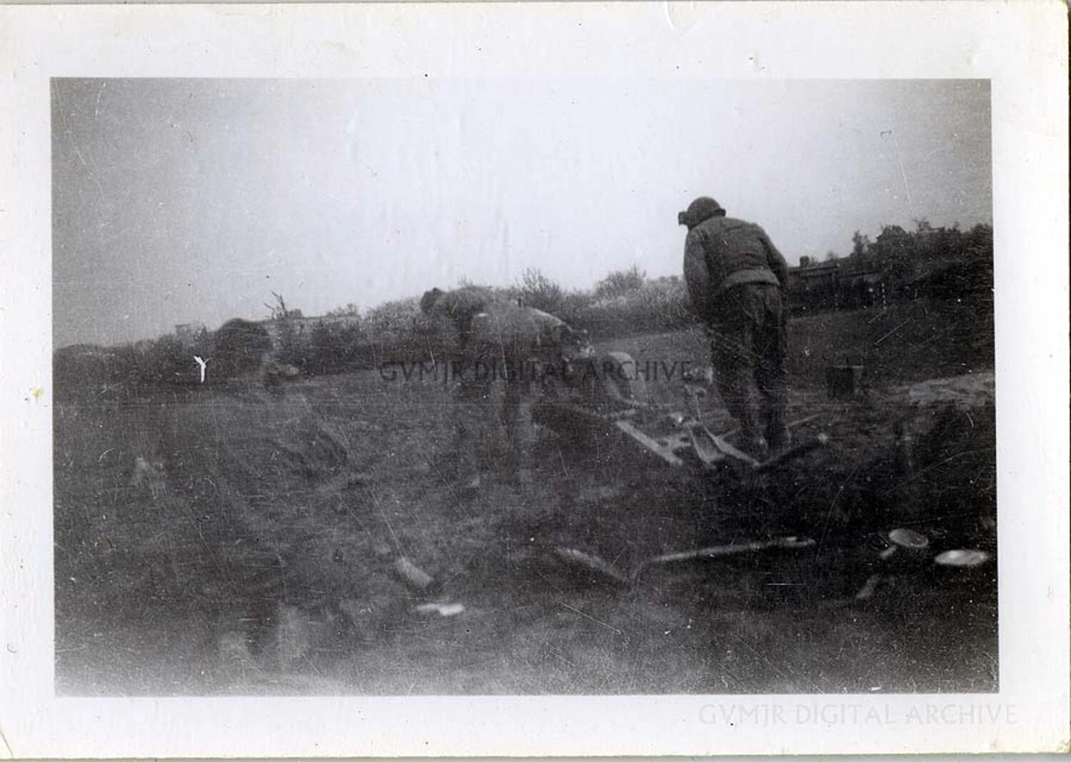 Paratroopers Emplacing a Mortar Position in an Open Field, 101st Airborne Division, WWII