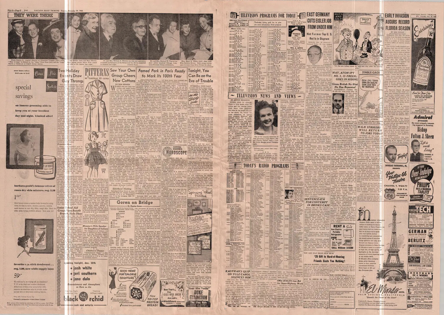 Chicago Daily Tribune Newspaper Page, Tuesday, December 30, 1958 (Part 2, Page 2)