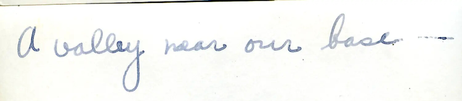 Handwritten Album Caption: 'A valley near our base --', WWII China-Burma-India Theater Archive