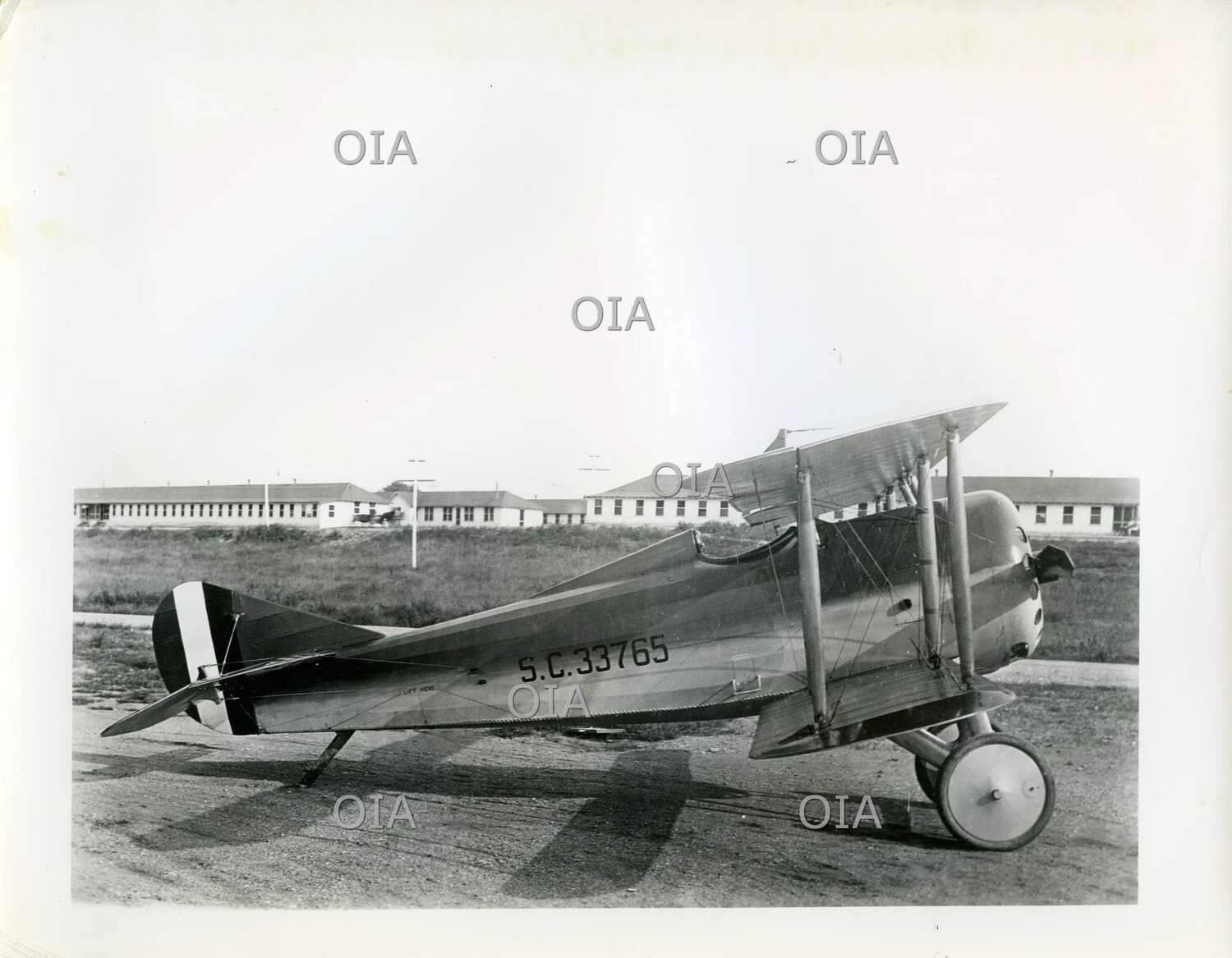 U.S. Army Air Service Training Biplane "S.C.33765" at Airfield, WWI Era