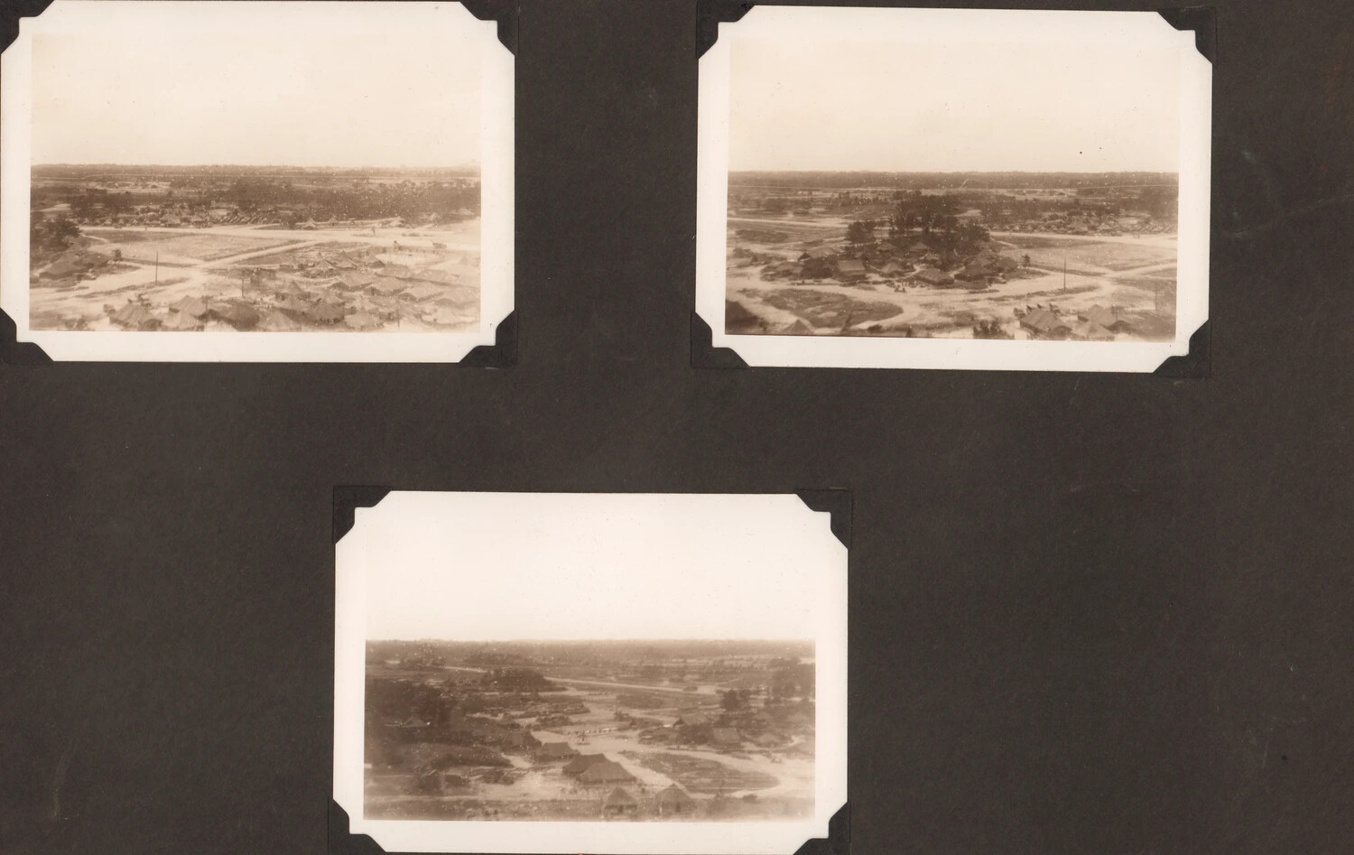 Panoramic Views of a Rural Japanese Village, Three-Photograph Album Sequence