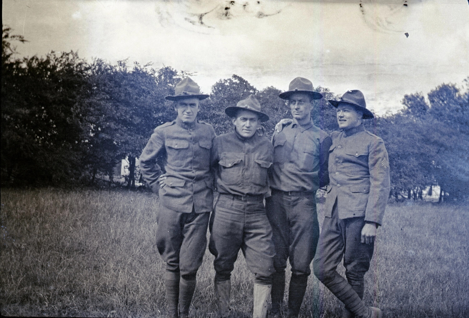 Four American Servicemen in Field Uniform, World War I Era