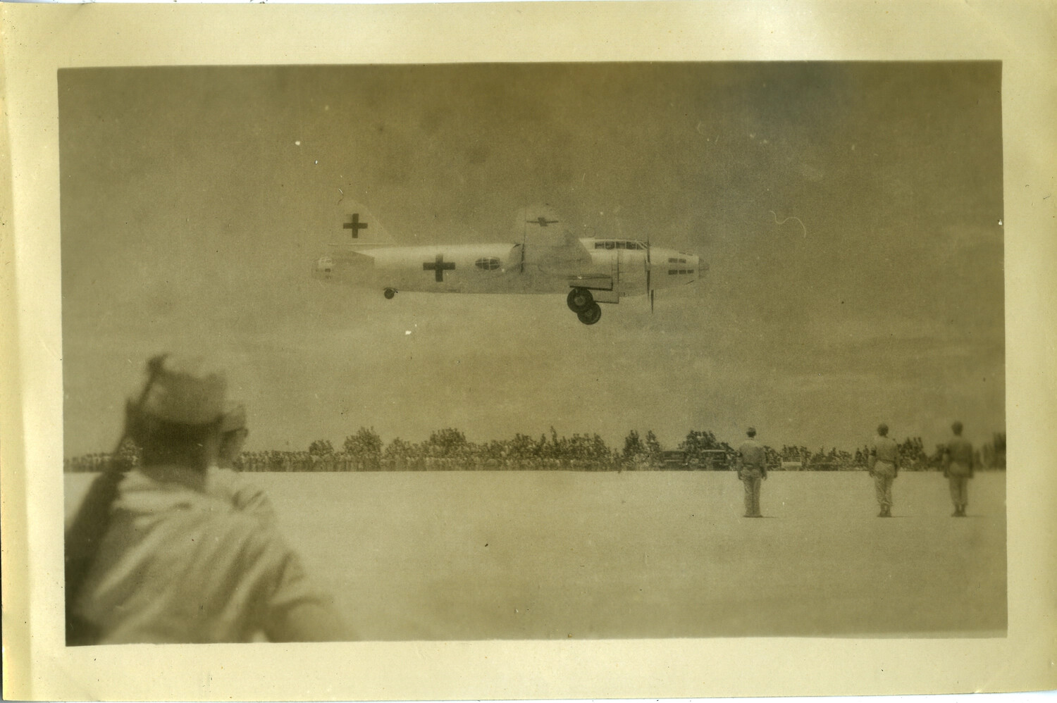 Japanese 'Green Cross' Envoy Bomber Arriving at Ie Shima Airfield, 19 August 1945 (Probable)
