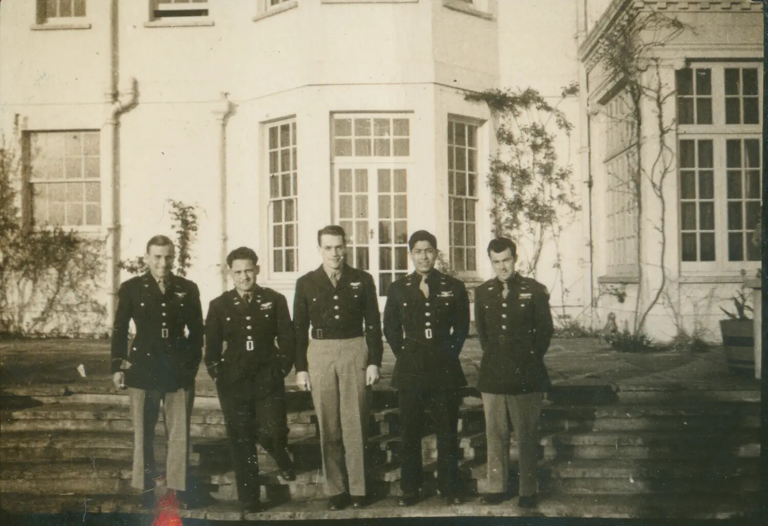Group Portrait of Five USAAF Officers, 579th Bombardment Squadron, England, WWII