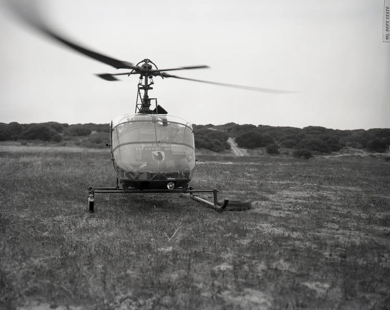 Hiller OH-23 Raven Observation Helicopter of an Army National Guard Infantry Division, Field Training Site, circa late 1950s–early 1960s