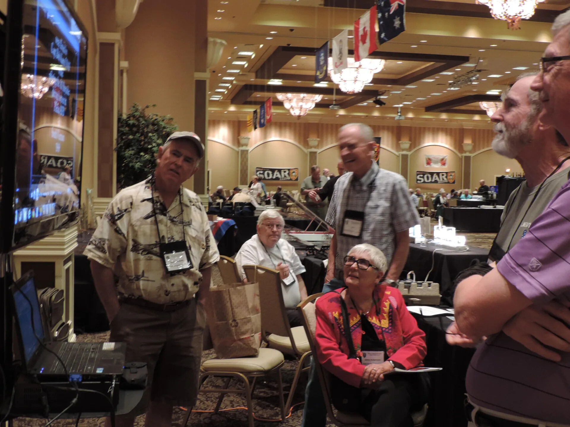Members Gathered Before the SOAR Banners and Ceiling Flags, Special Operations Association Reunion, Las Vegas, 2013