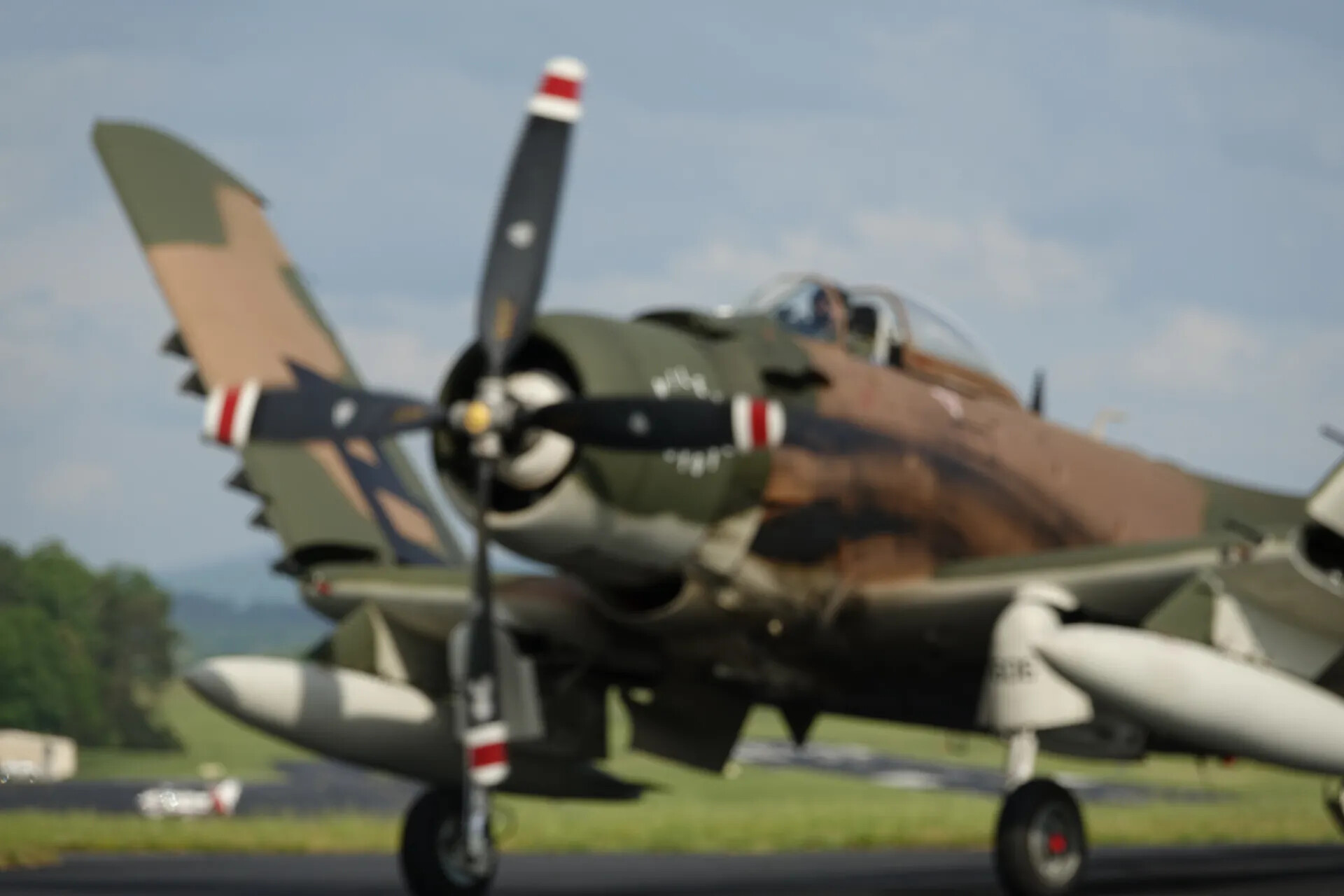 A-1 Skyraider Taxiing, Close Motion-Blur View, May 2019 Event