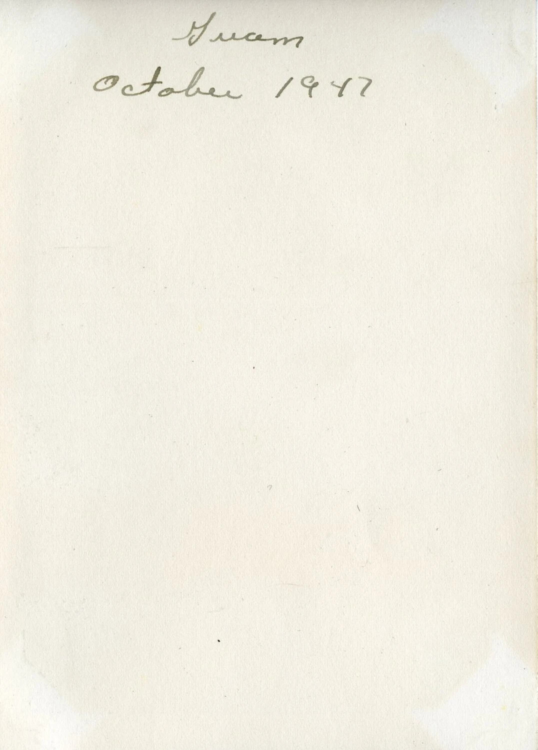Handwritten Album Divider Page, "Guam, October 1947" - VR-6 Squadron Photo Album
