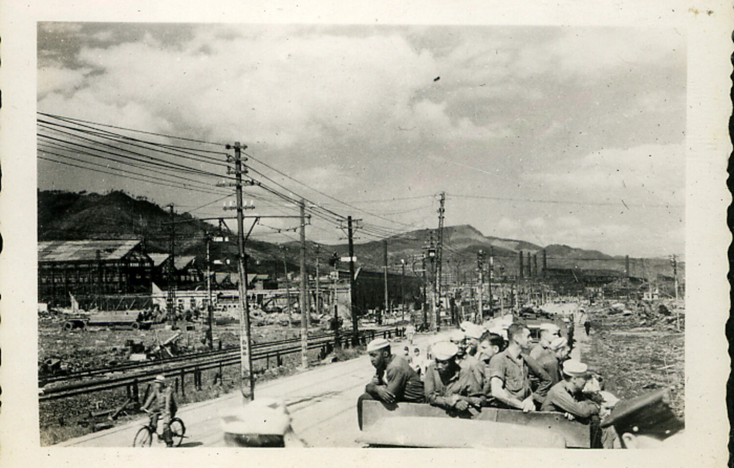 American Servicemen Touring Bombed Industrial District, Hiroshima, Japan, 1945