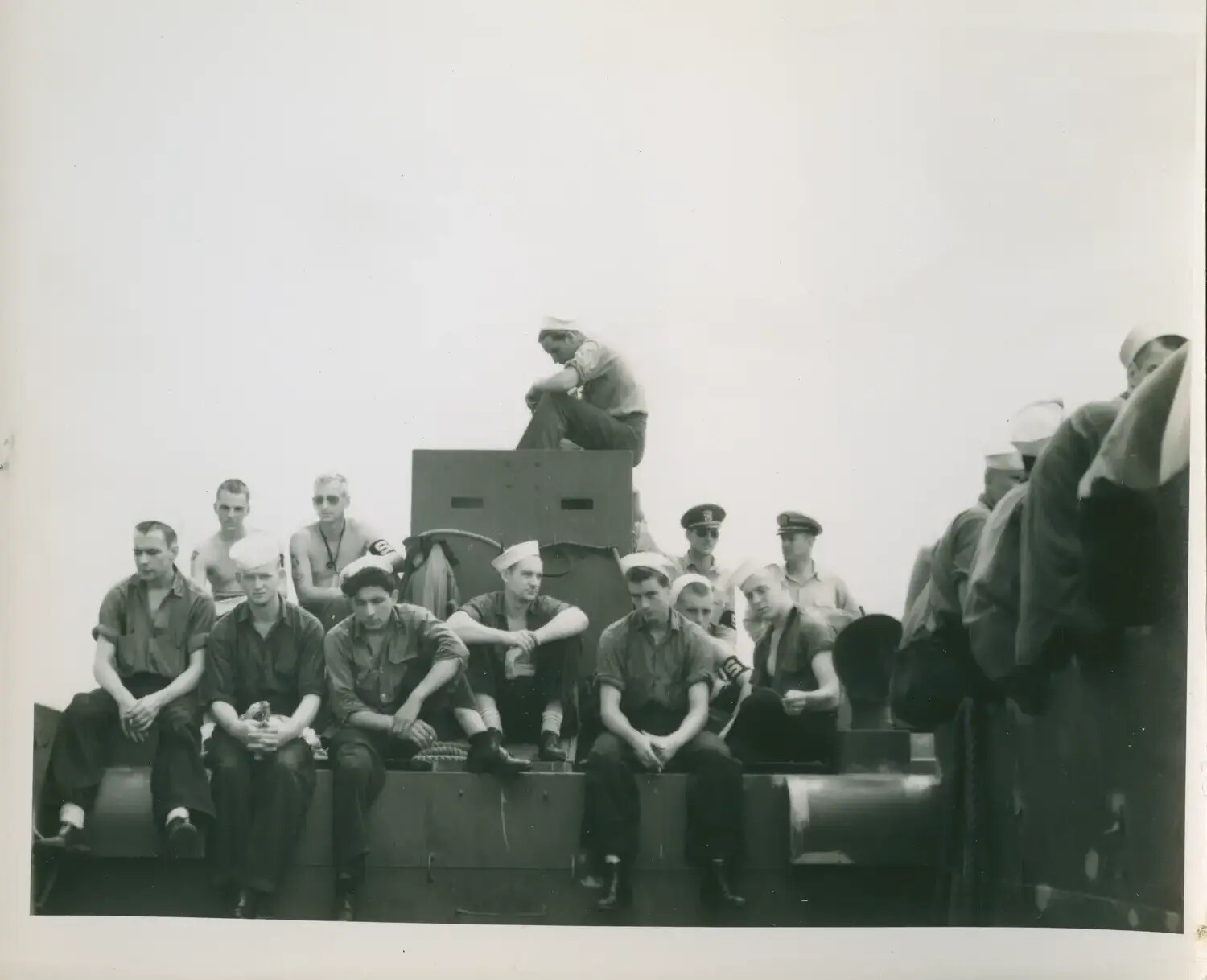 Crew of USS Petrof Bay (CVE-80) Gathered on Deck, WWII
