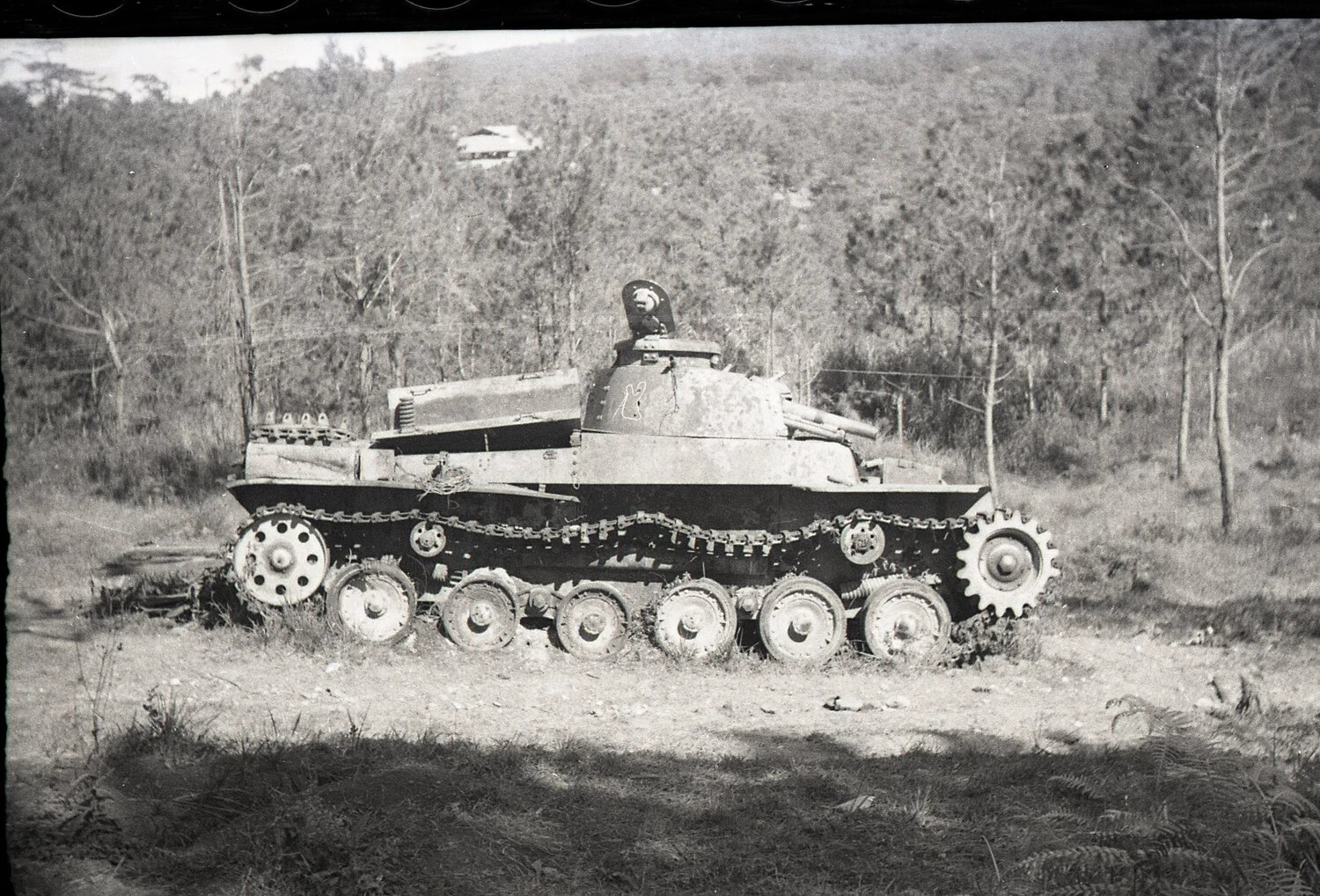Abandoned Japanese Type 97 Chi-Ha Medium Tank, Full Profile View, Luzon, Philippines, WWII