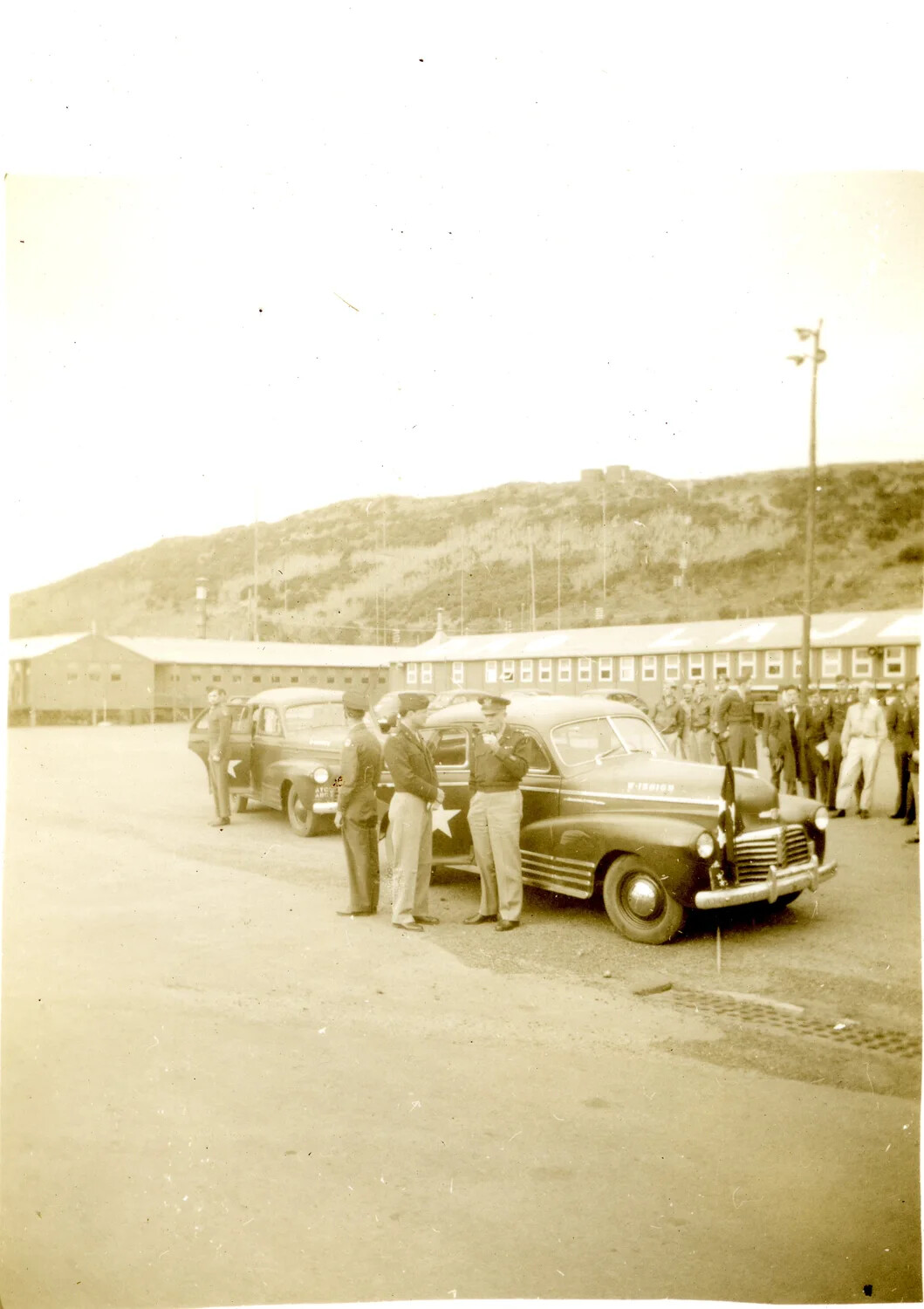 Staff Cars and Officers at a Military Installation, 1946