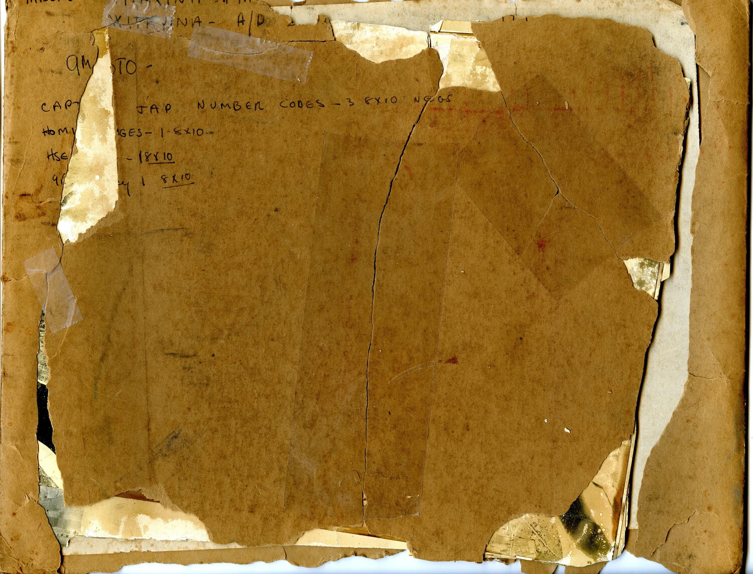 Original Negative Storage Envelope with Handwritten Inventory Notes — WWII Captured Japanese Reconnaissance Photograph Collection (China-Burma-India Theater)