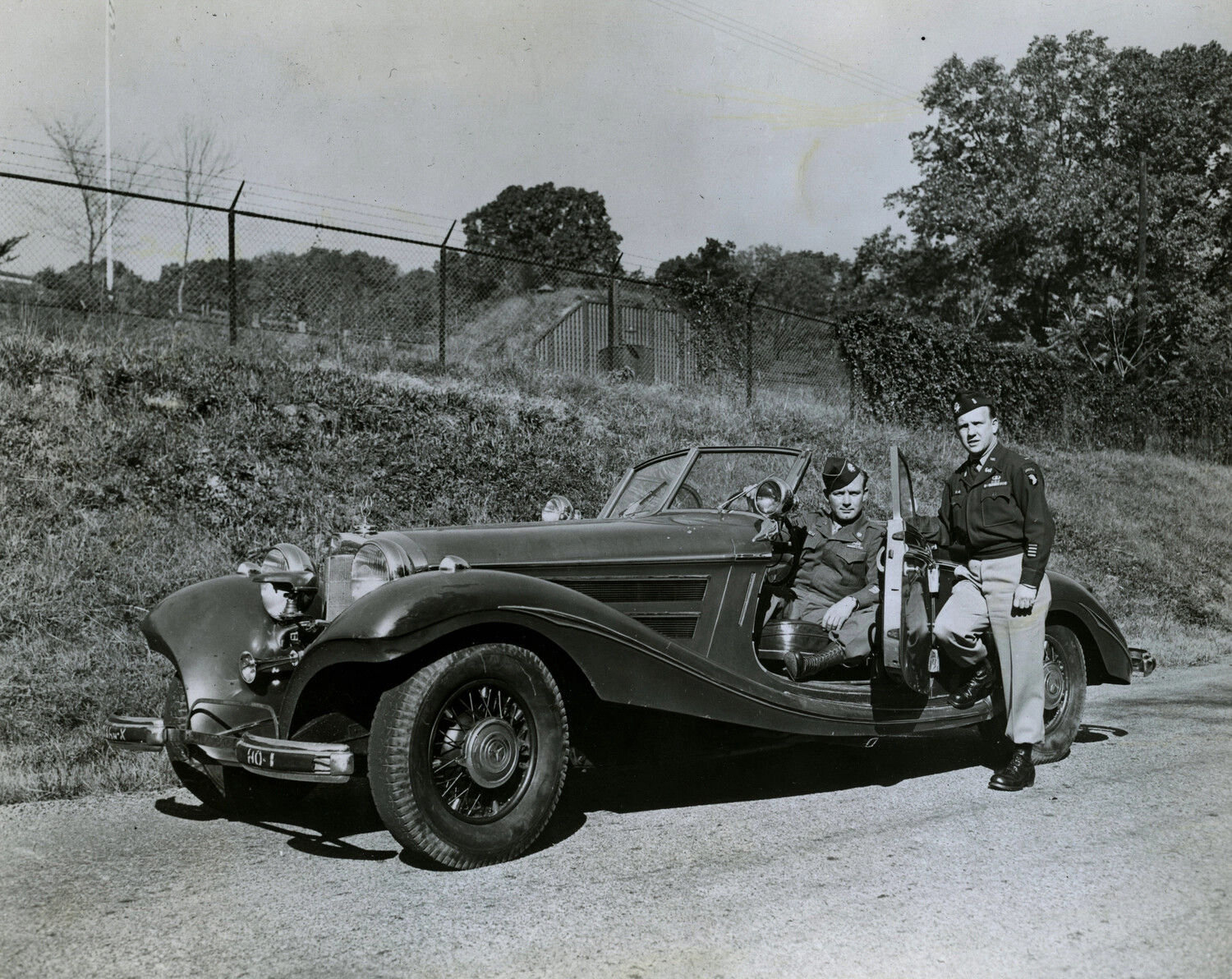 American Soldiers with a Captured Mercedes-Benz Roadster, Identified as a Nazi Leadership Vehicle, 1945