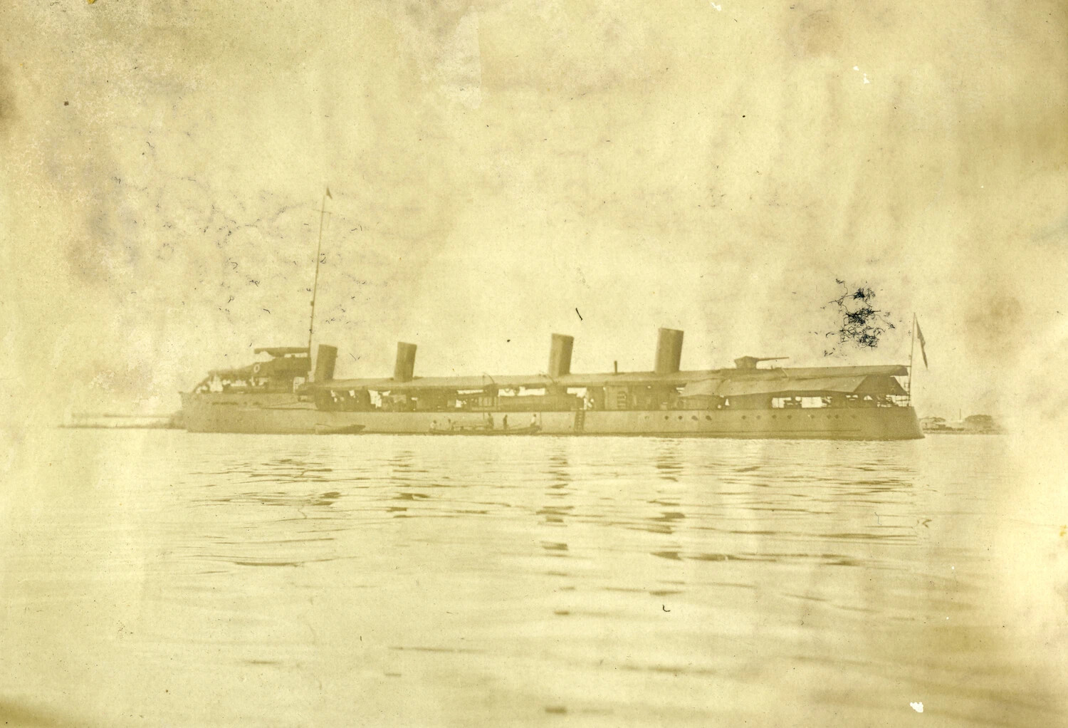 Four-Stack Warship in Philippine Waters, Spanish-American War Era (c. 1898–early 1900s)
