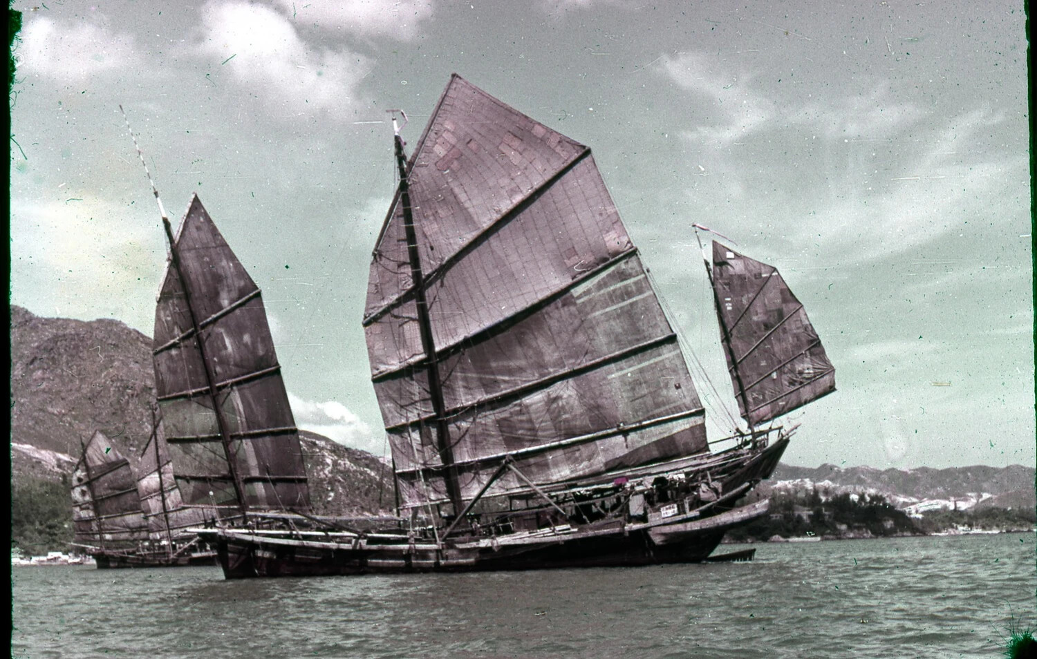 Chinese Junks in Hong Kong Waters, Vietnam War Era (USS Ticonderoga Collection)