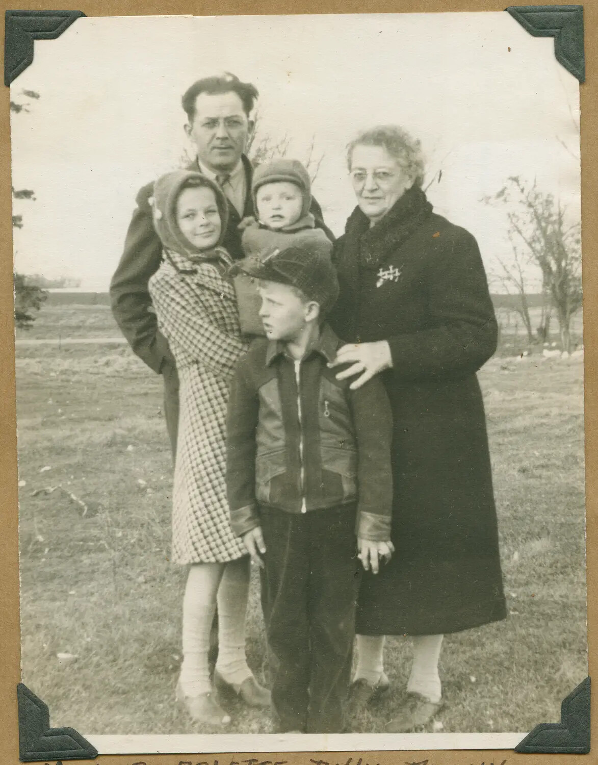 Family Group Portrait in a Field (Mainland U.S.), Mounted in Hawaii WWII Album