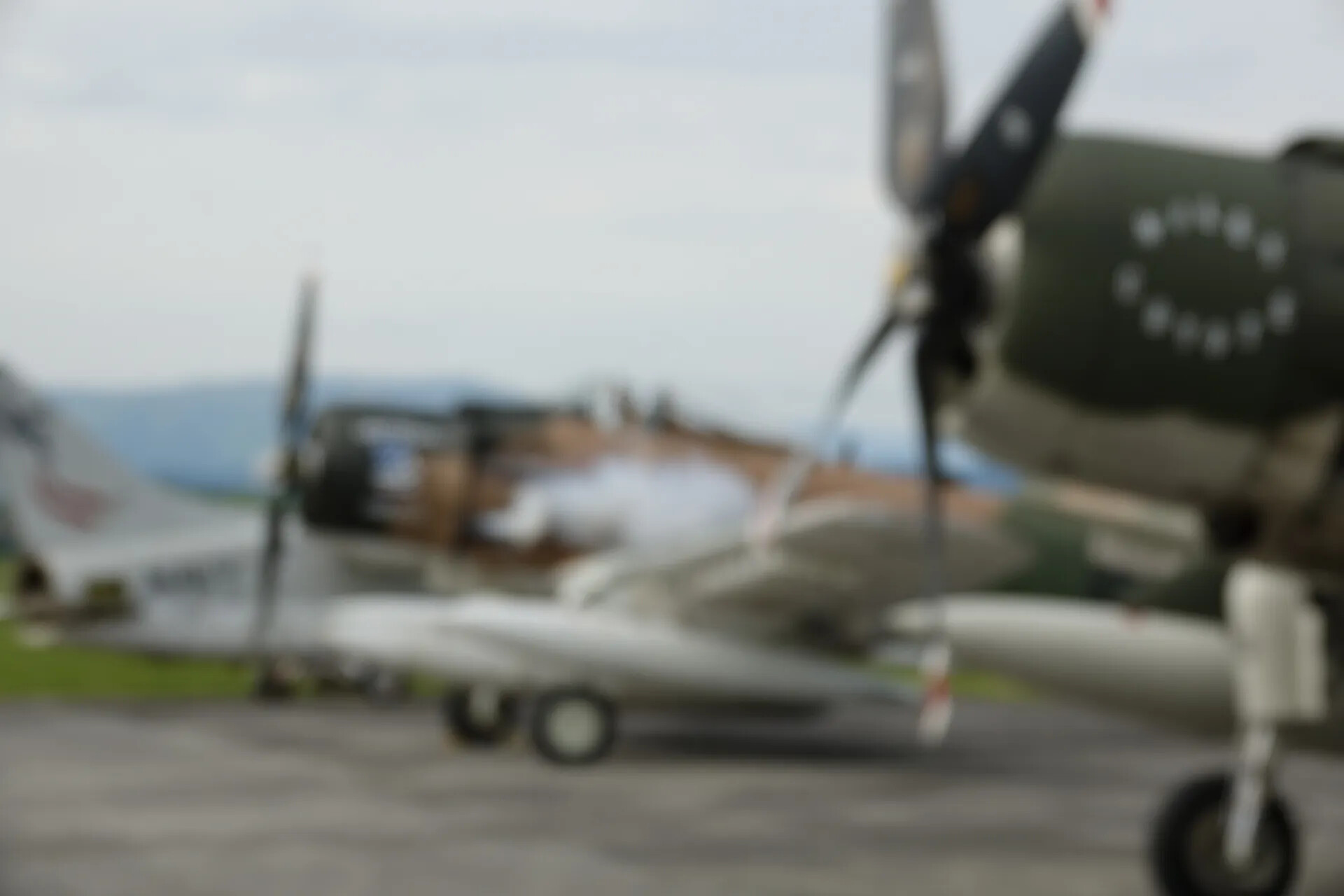 Warbird Aircraft on Ramp, May 2019 Airshow Event (Out of Focus)