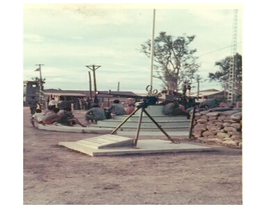 Sandbagged Perimeter Gun Position at a Vietnam-Era Airbase