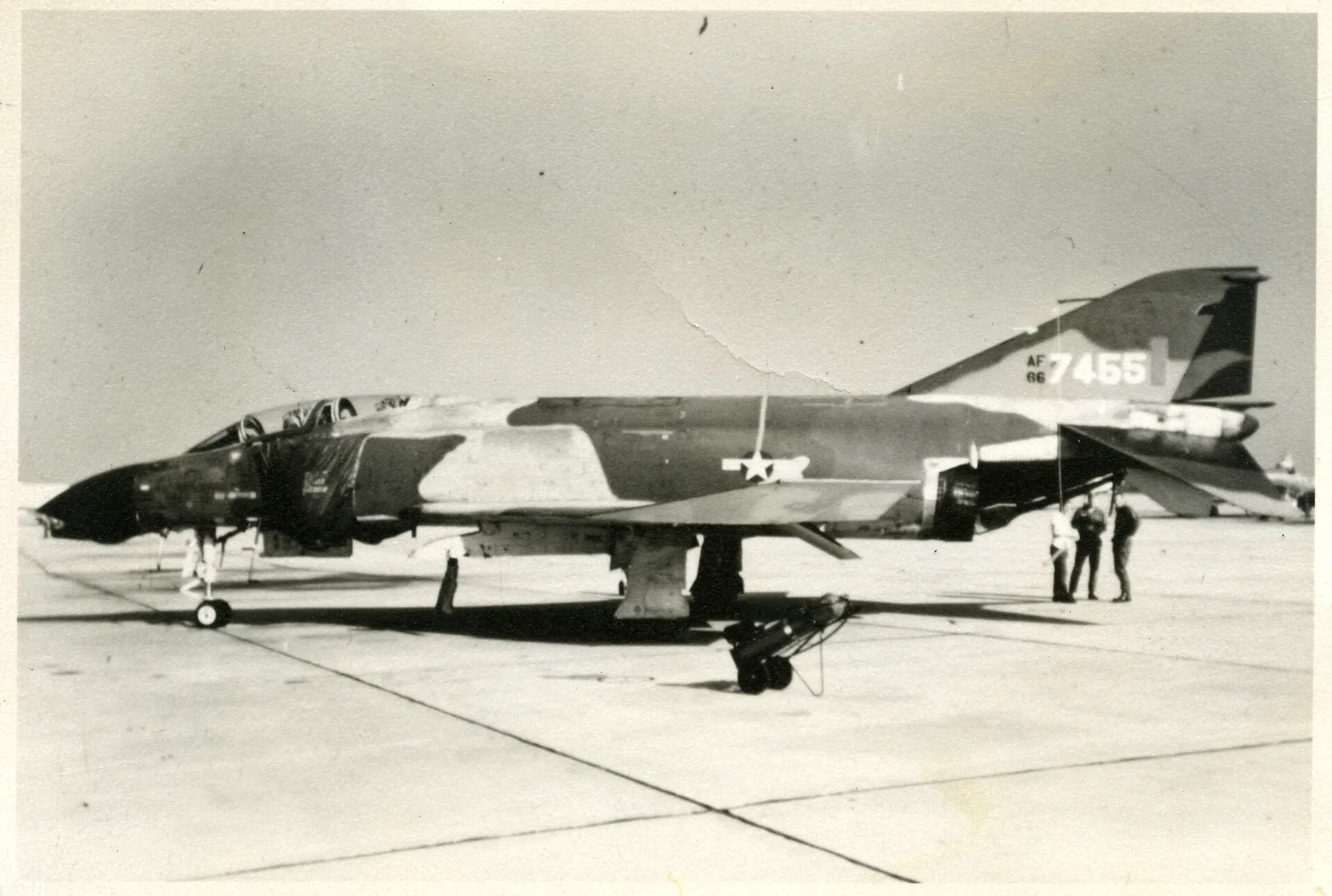 USAF F-4 Phantom II, Tail Number 66-7455, on Flight Line, Southeast Asia
