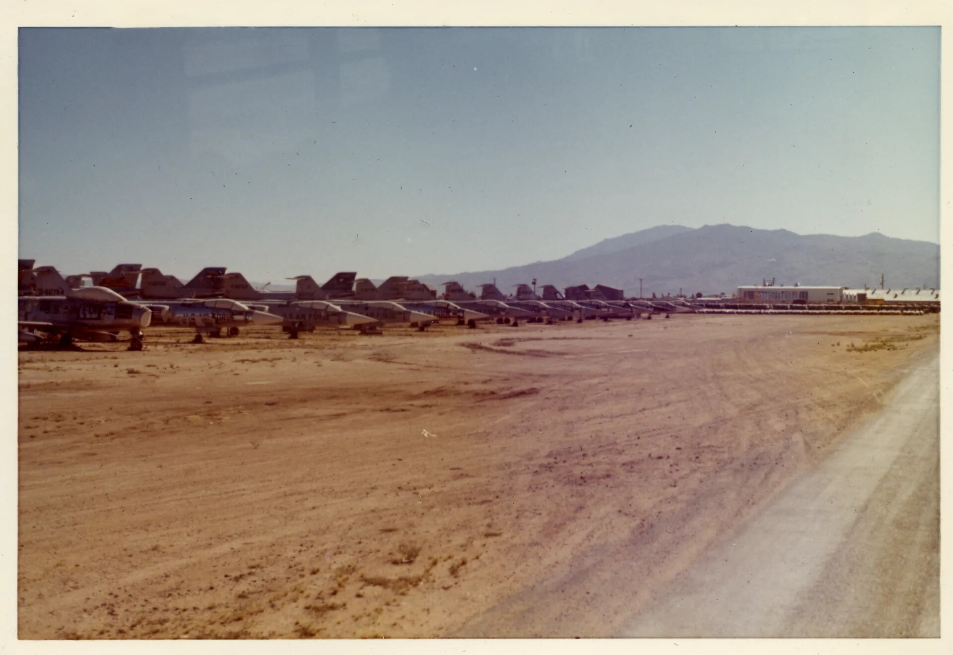 Rows of Retired USAF Jet Fighters in Desert Storage Yard (AMARC/Davis-Monthan), circa Vietnam Era