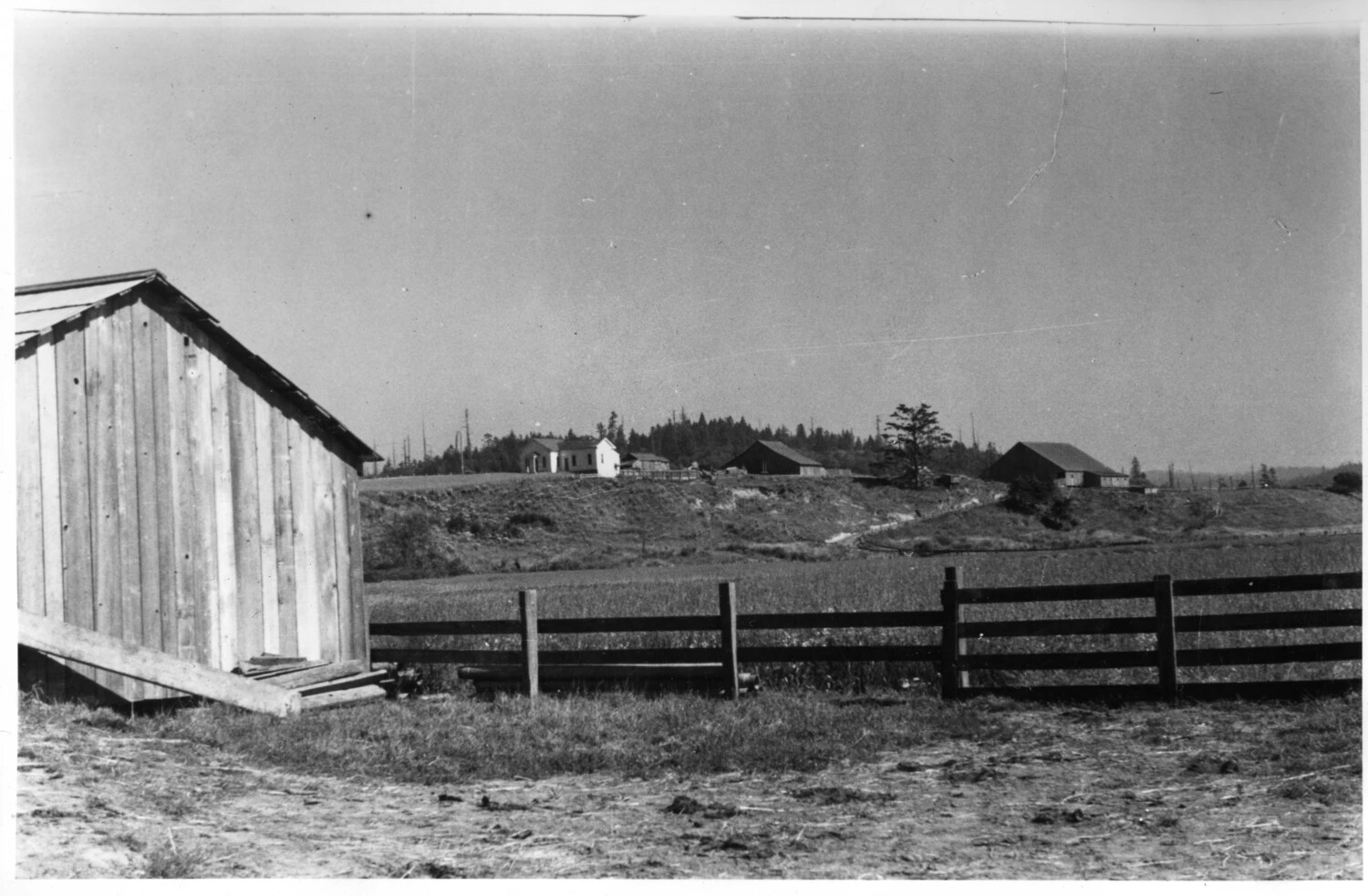 Farm Property View with Shed, Fence, and Outbuildings, Presidio Album, c. 1920s-1930s
