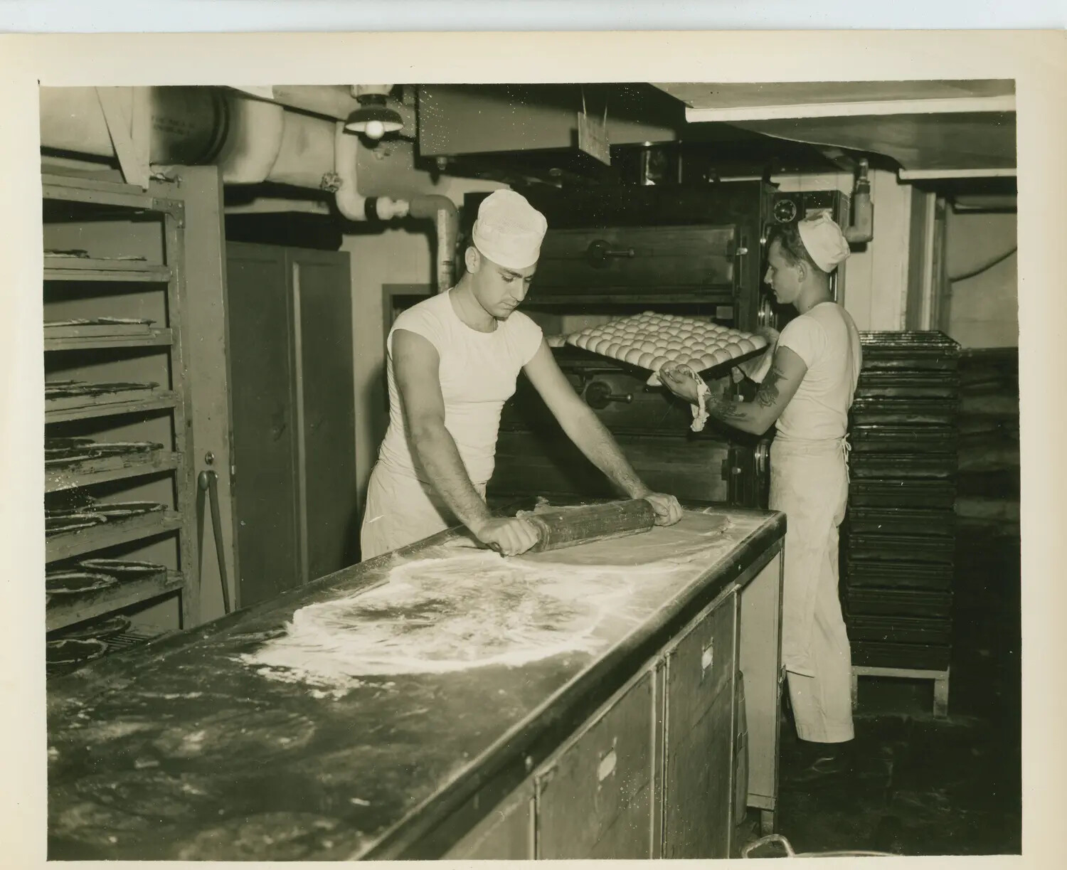Navy Bakers Preparing Bread Aboard USS Petrof Bay (CVE-80), World War II