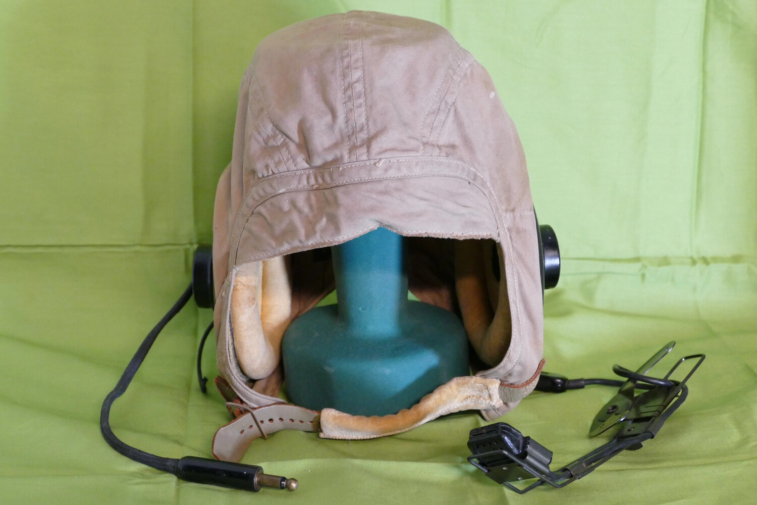 U.S. Navy Cloth Flying Helmet with Integrated Headset, Lt. Bancroft Korean War Collection