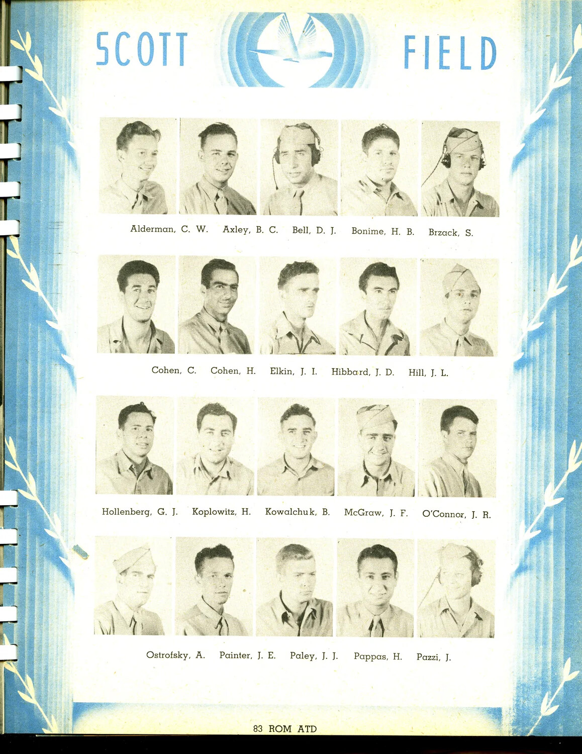 Scott Field Army Air Forces Training Yearbook Page — Class Portraits