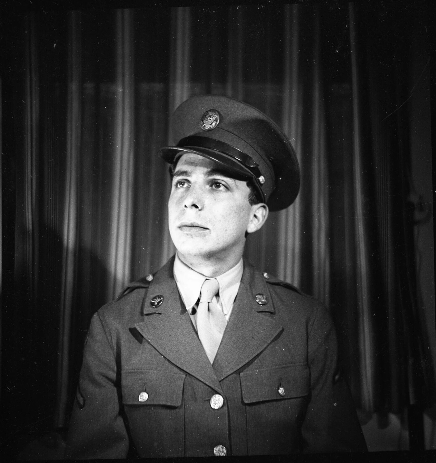 Portrait of U.S. Army Enlisted Serviceman in Service Uniform, World War II Era