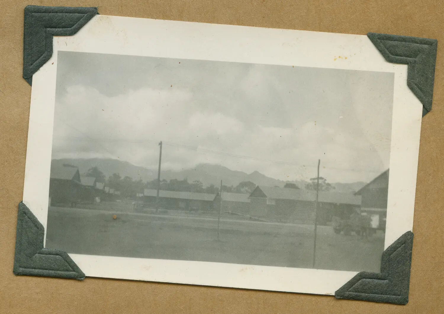 Military Barracks Row Beneath Mountain Ridge, Oahu, Hawaii Territory, WWII Era