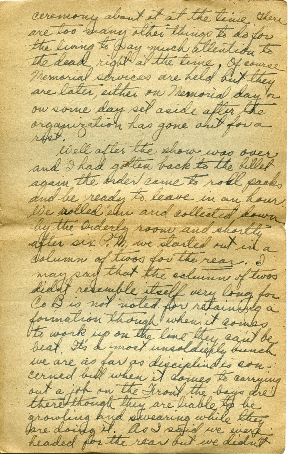 Handwritten WWI Letter, Pvt. Willis W. Wagener to His Son, Letter 17 (Page F)