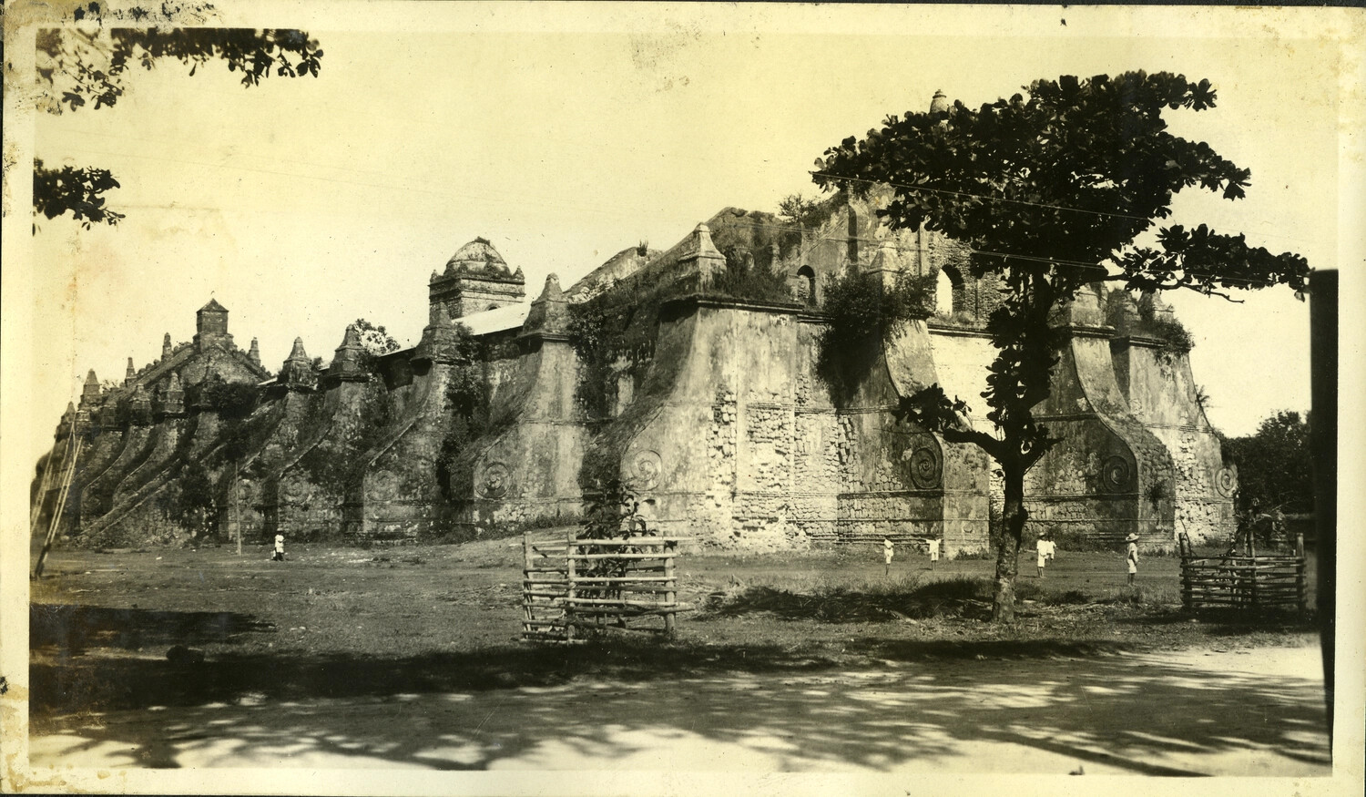Massive Buttressed Spanish Colonial-Era Church Ruins, Philippines, c. 1930s