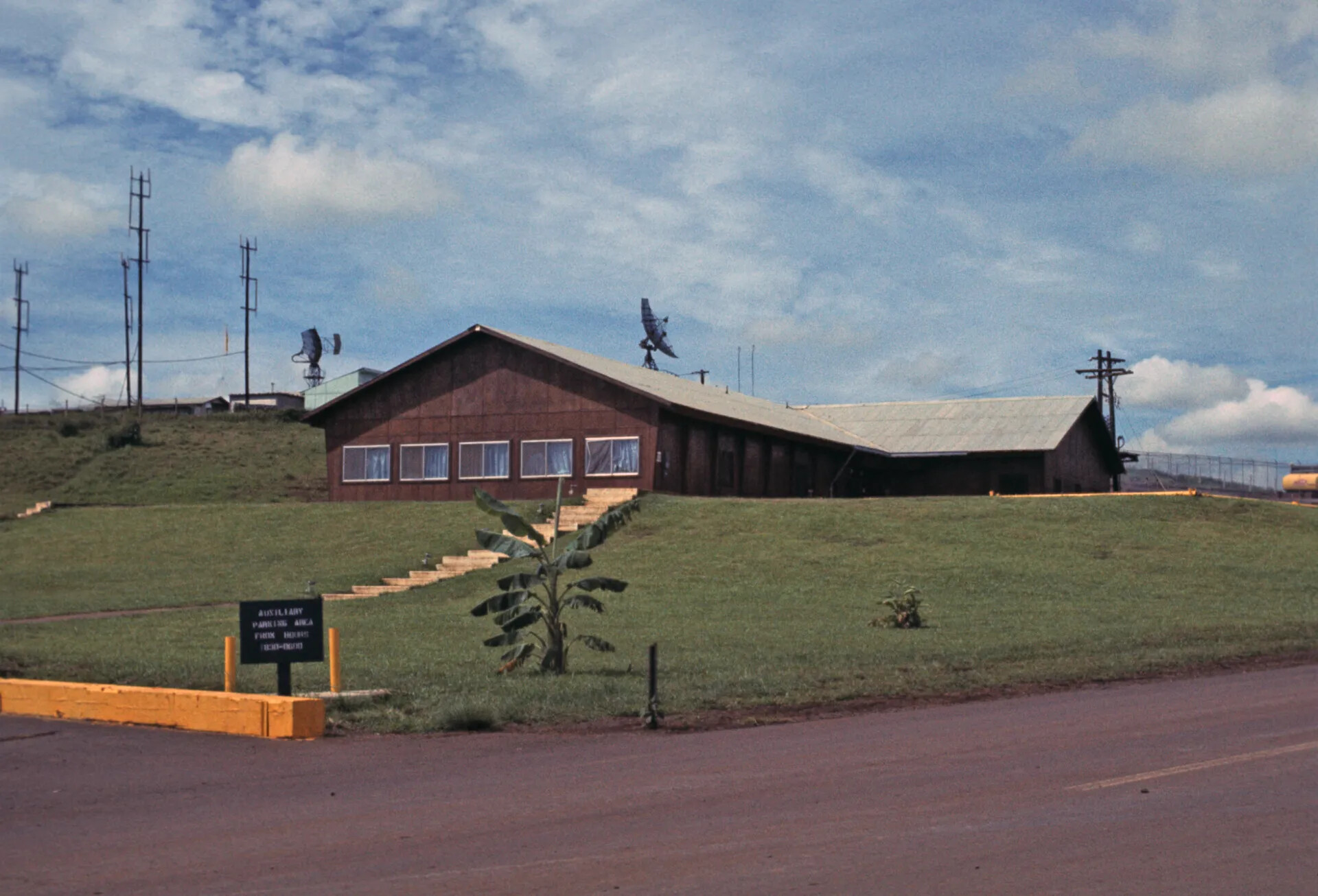 Base Building with Communications Antennas on Hillside, Southeast Asia, October 1969