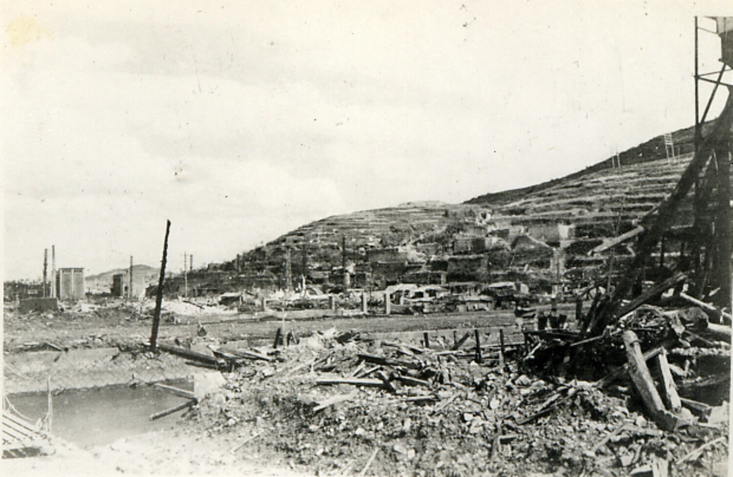 Bombed-Out Japanese Cityscape, Postwar Occupation Photograph, WWII Era