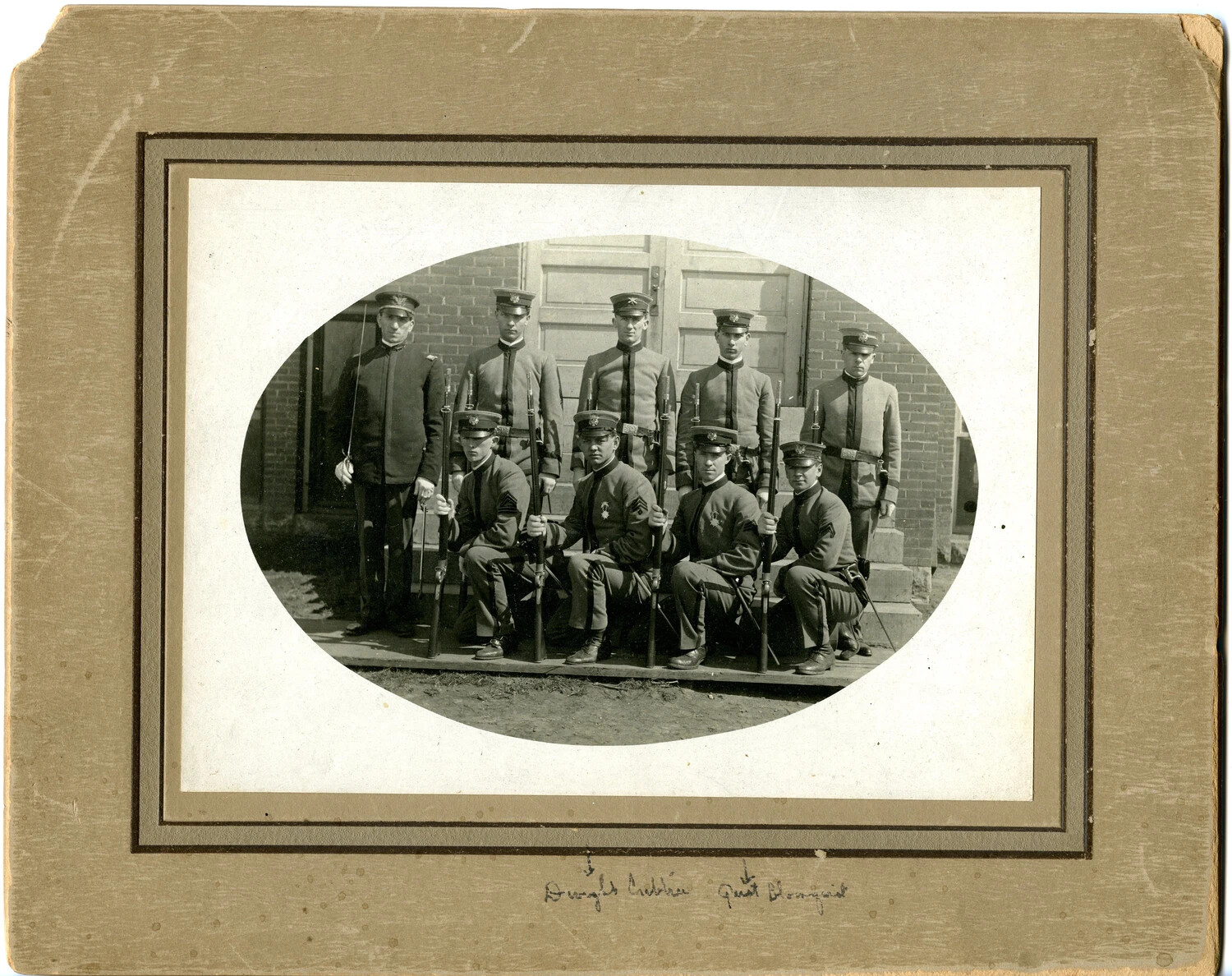 Group Portrait of a Nine-Man Military Rifle Team, Early 20th Century Cabinet Photograph