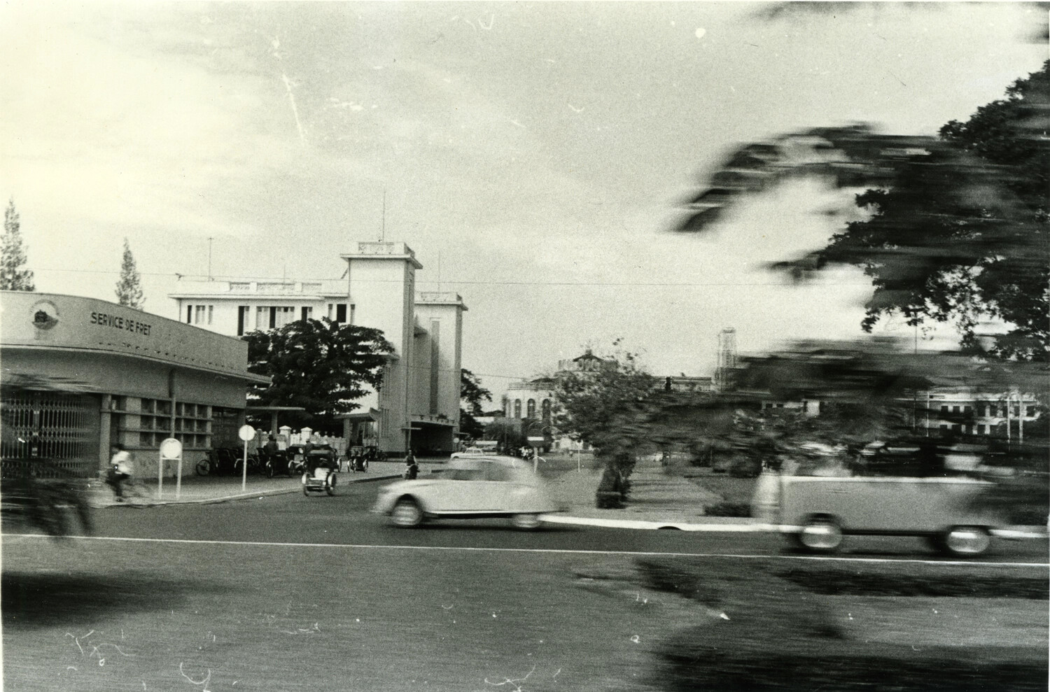 Street Scene near Phnom Penh Railway Station with 'Service de Fret' Signage, Cambodia, c. 1960s