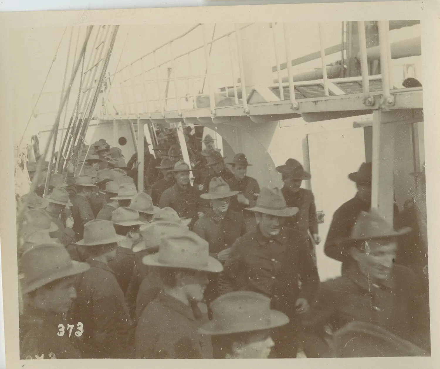 U.S. Army Troops Crowded on Deck of Transport Vessel, Spanish-American/Philippine-American War Era