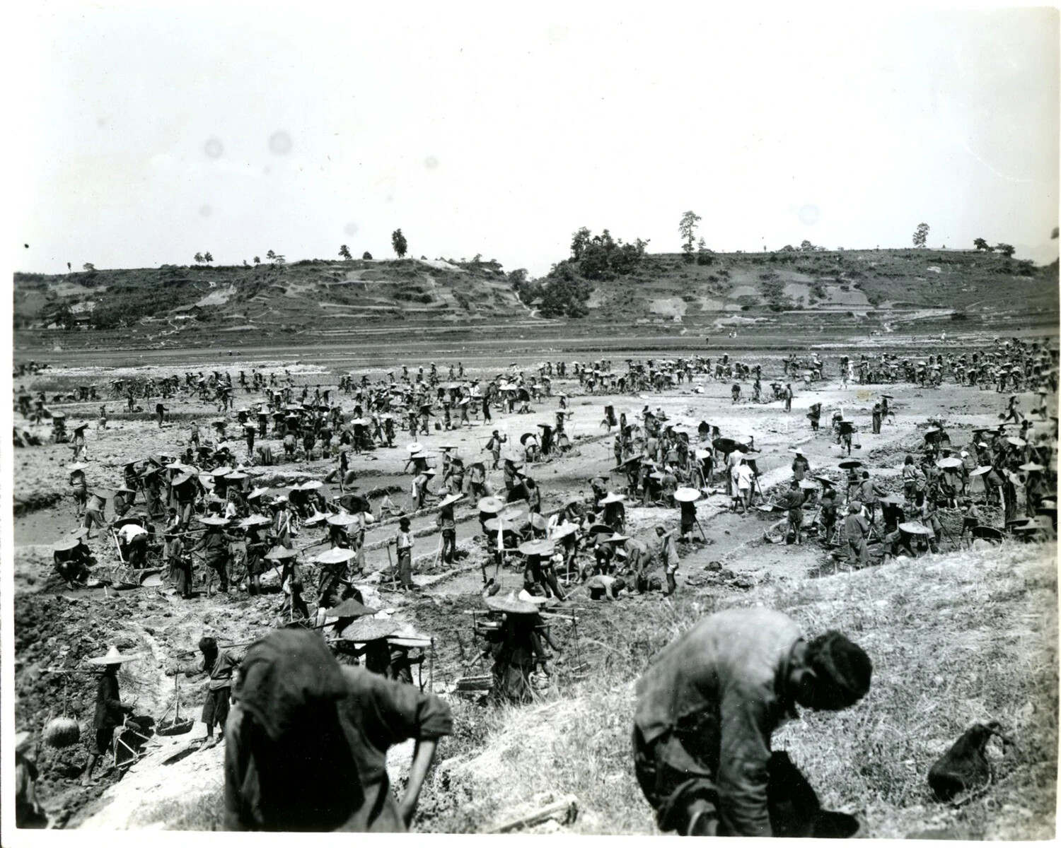 Mass Labor Force Constructing Airfield or Roadway, Burma Theater, World War II