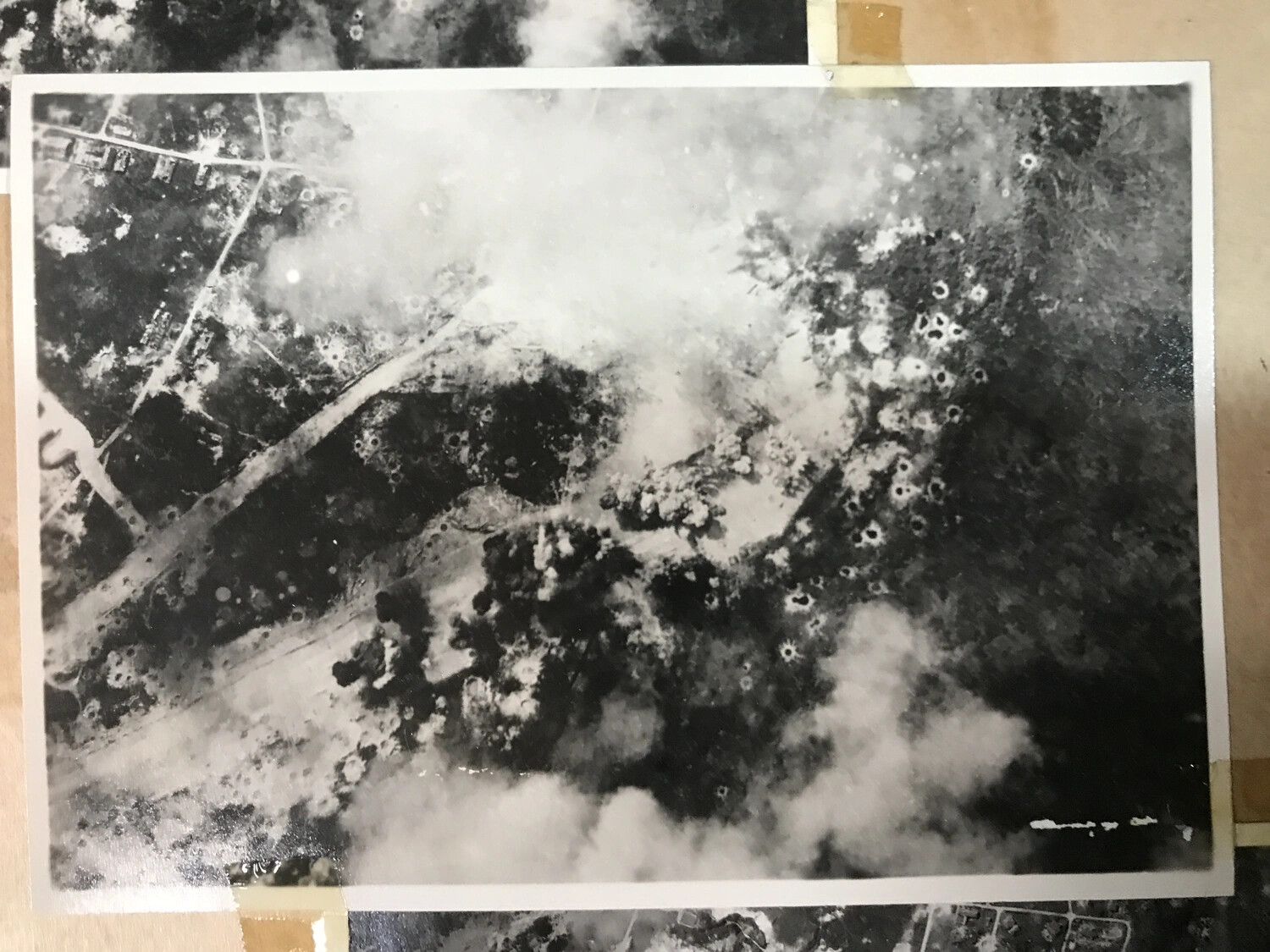 Aerial Strike Photograph of Bombed Jungle Terrain, Pacific Theater, WWII